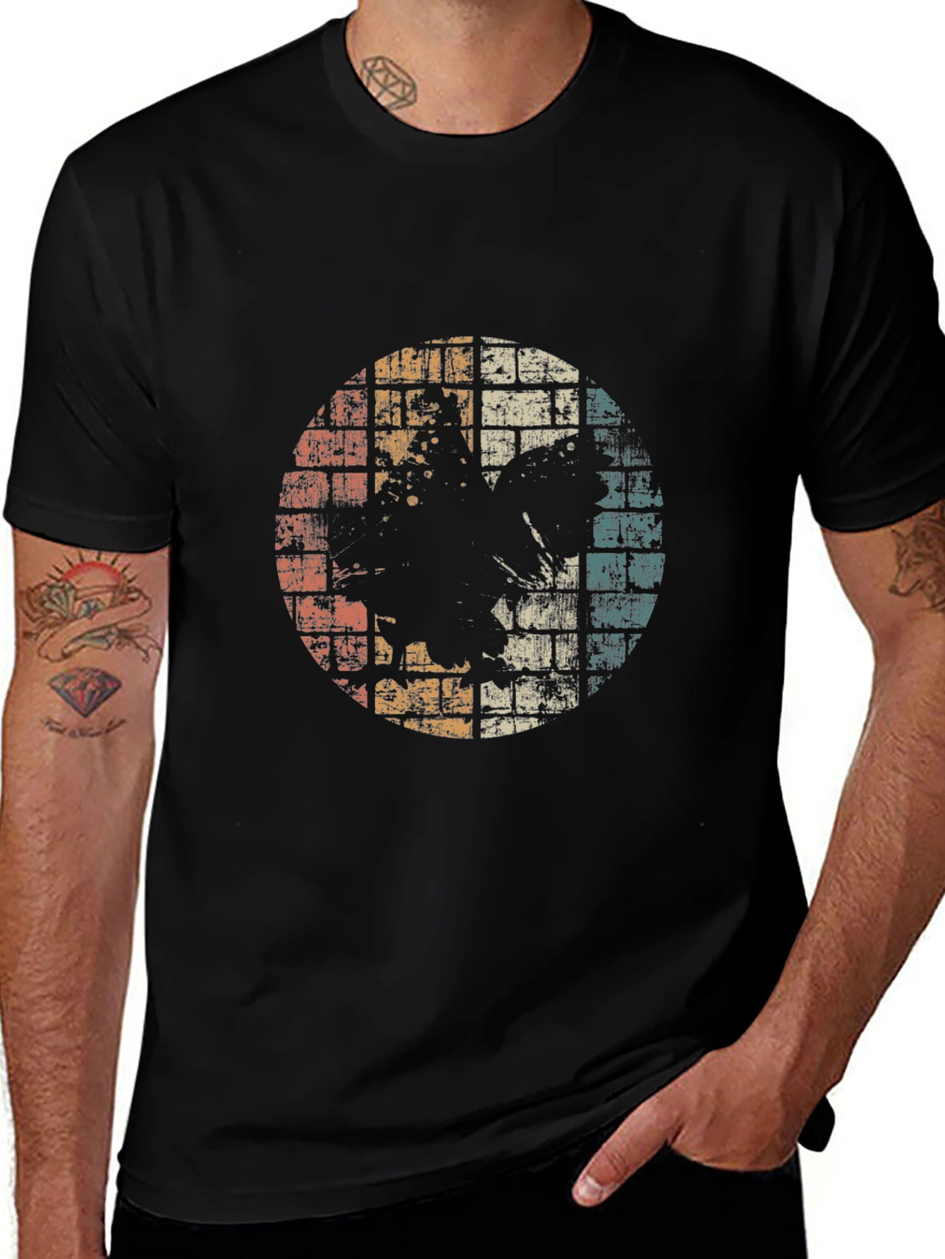 Retro Graphic Tee - Distressed Circle Design