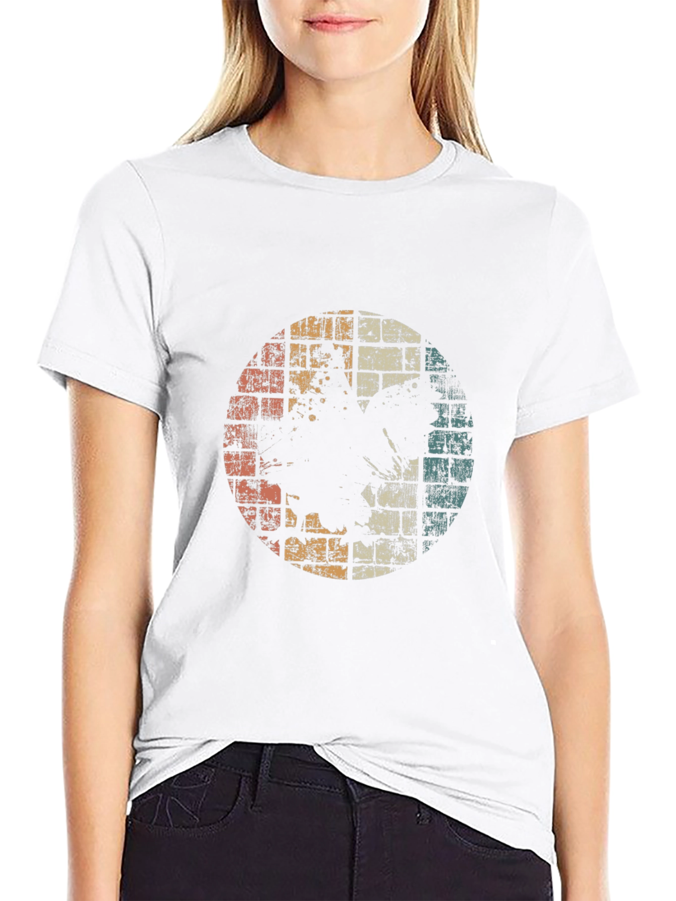 Retro Graphic Tee - Distressed Circle Design