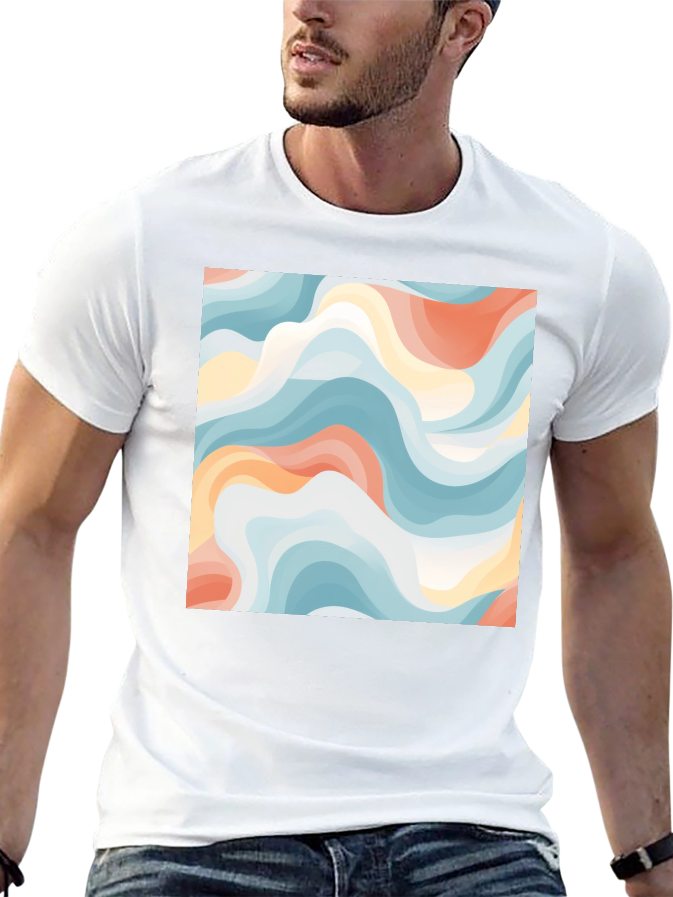 Abstract Wave Print Tee - Modern Art Shirt