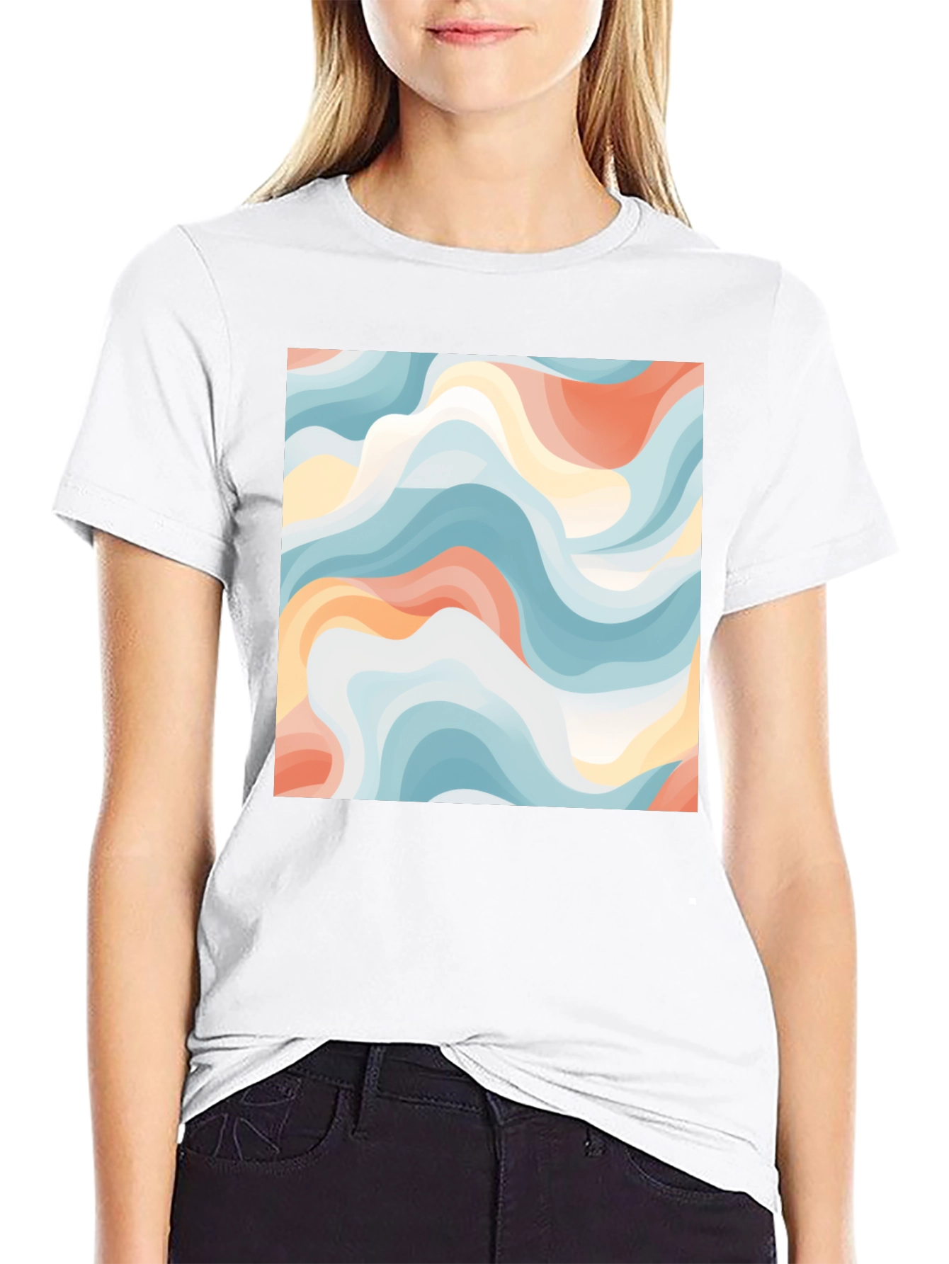 Abstract Wave Print Tee - Modern Art Shirt