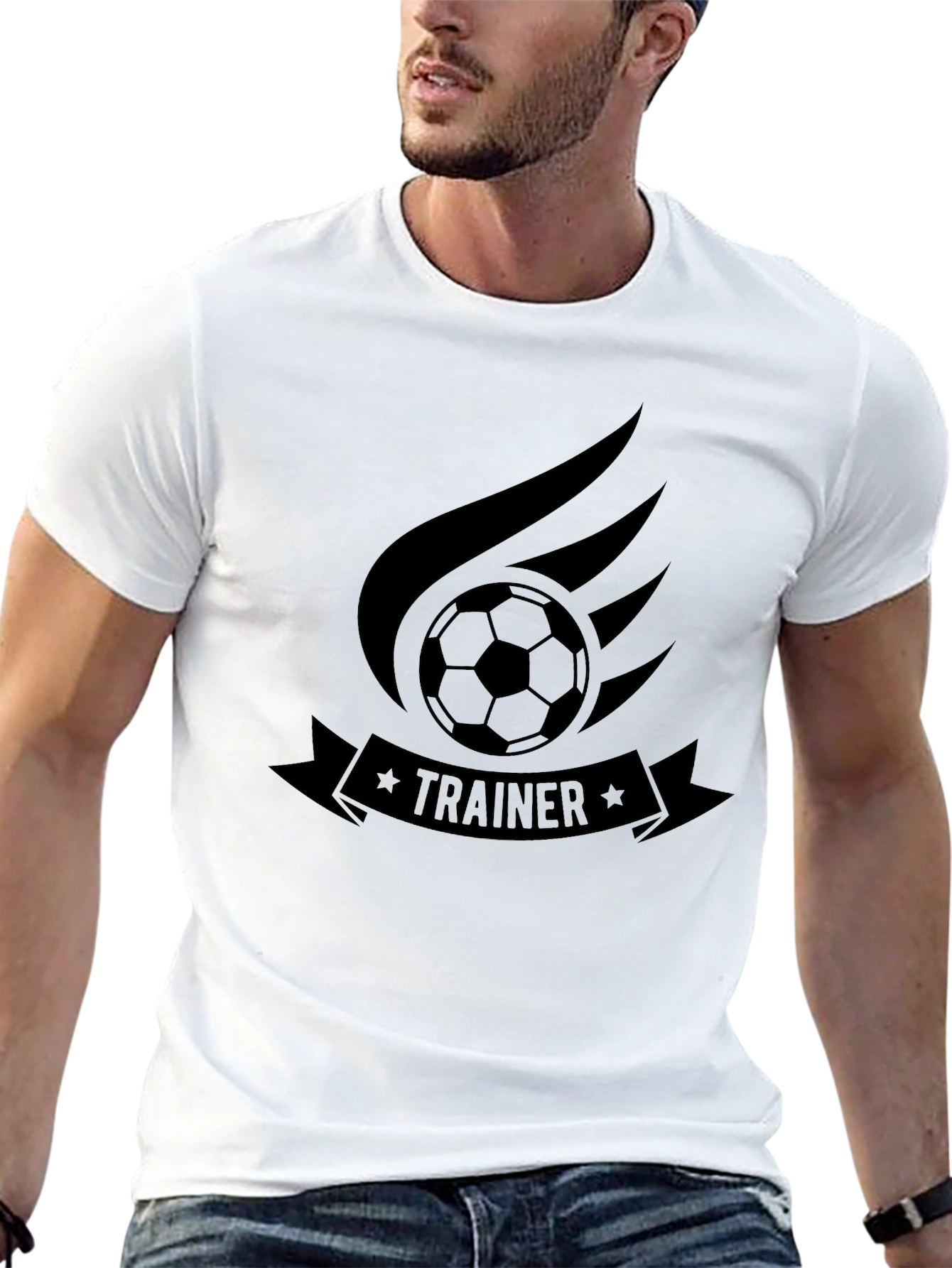 Soccer Trainer Graphic T-Shirt - Black Cotton Tee