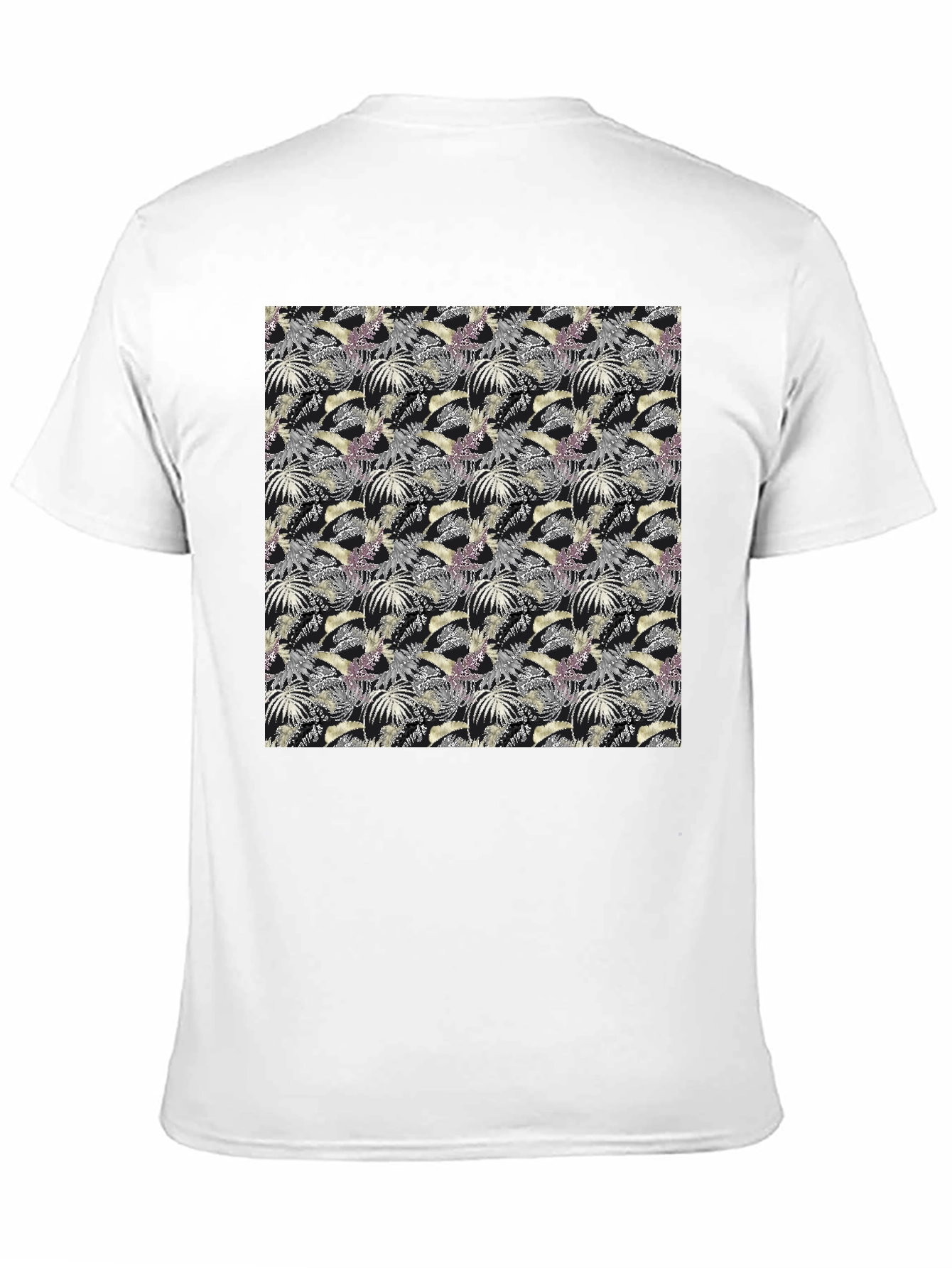 Tropical Leaves Pattern Black T-Shirt