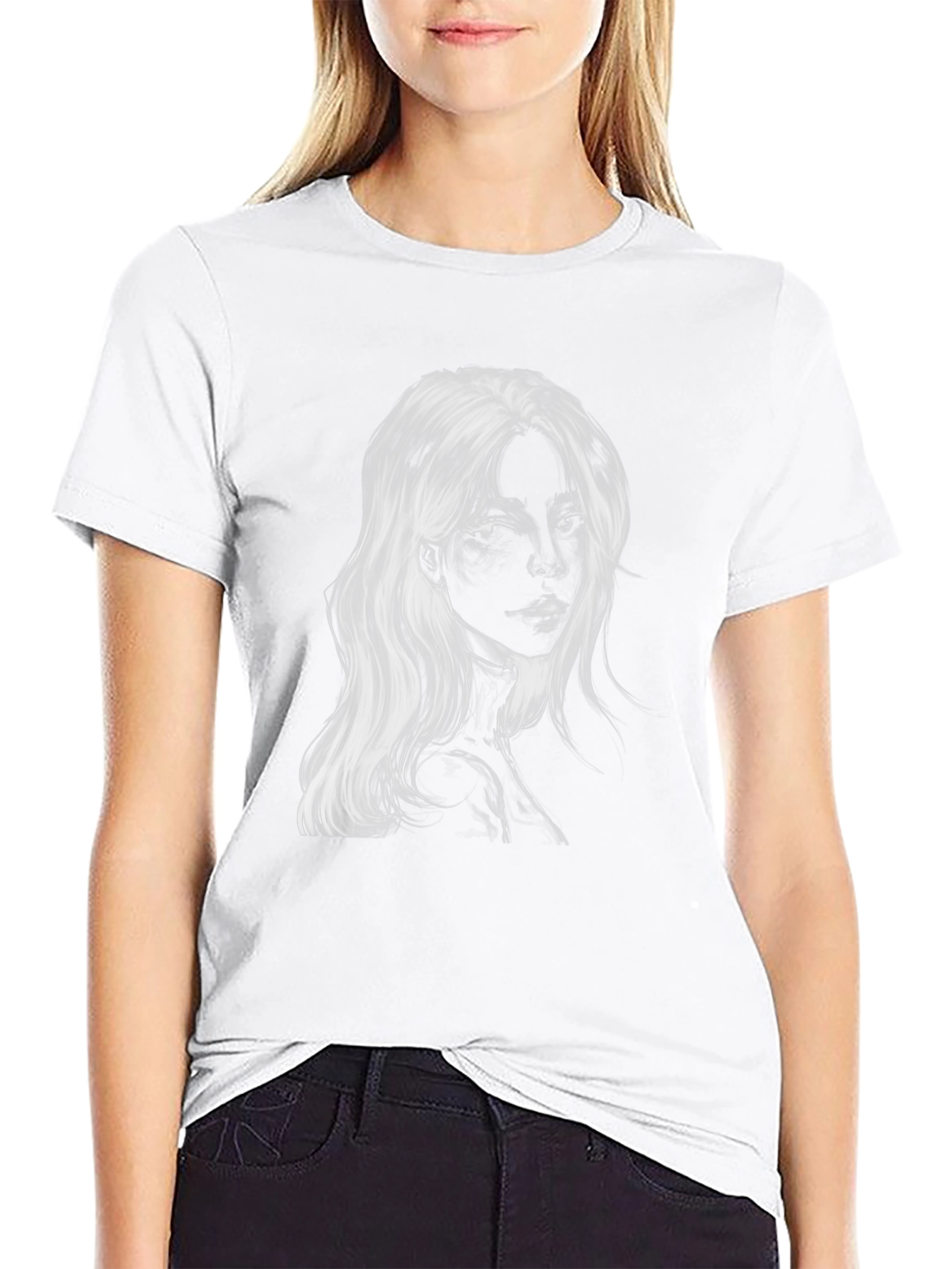 Monochrome Portrait Graphic T-Shirt