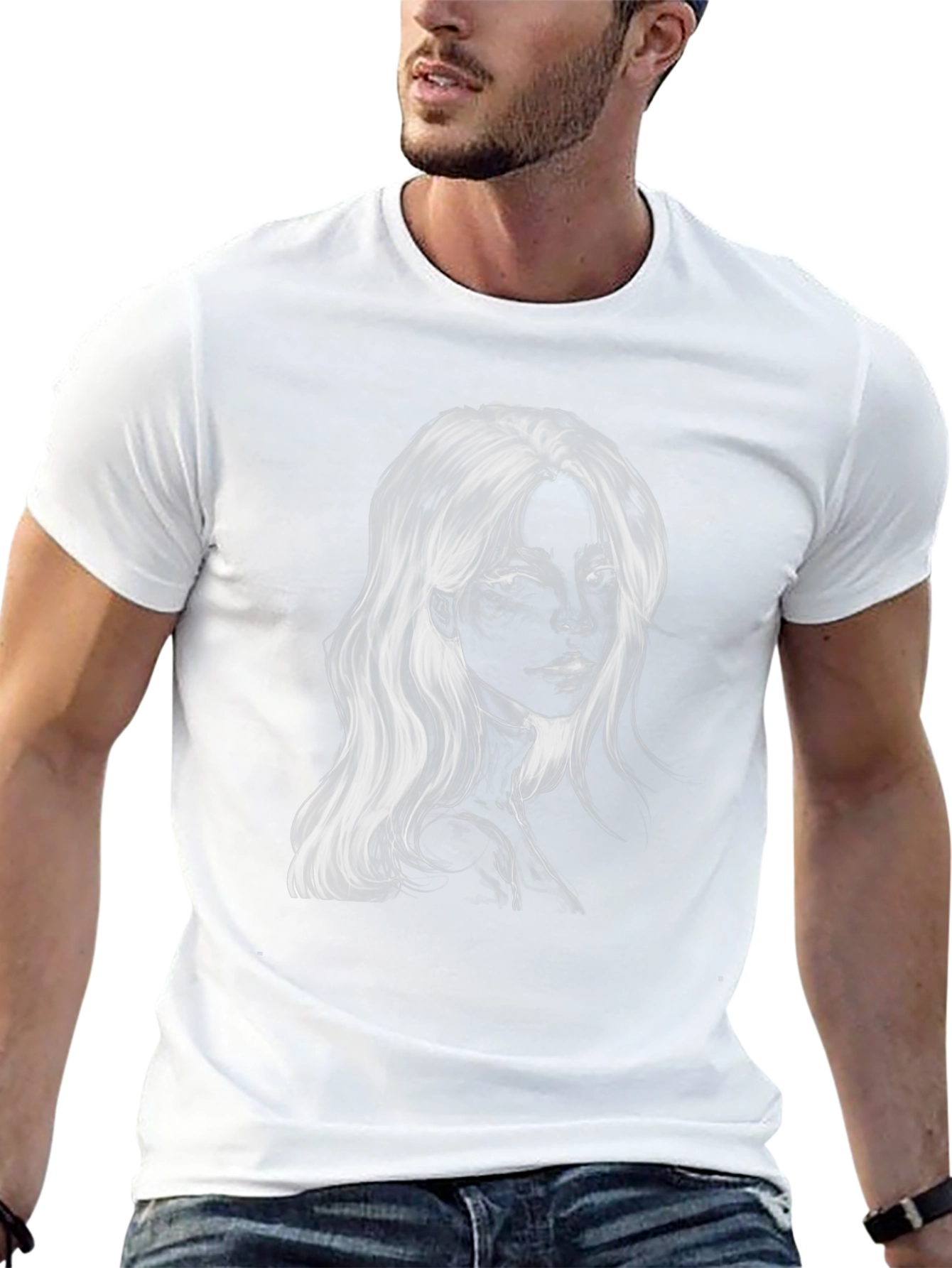 Monochrome Portrait Graphic T-Shirt