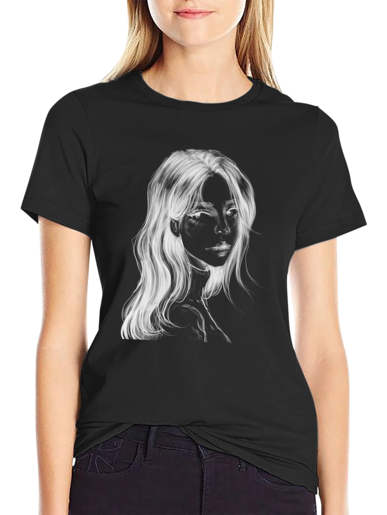 Monochrome Portrait Graphic T-Shirt