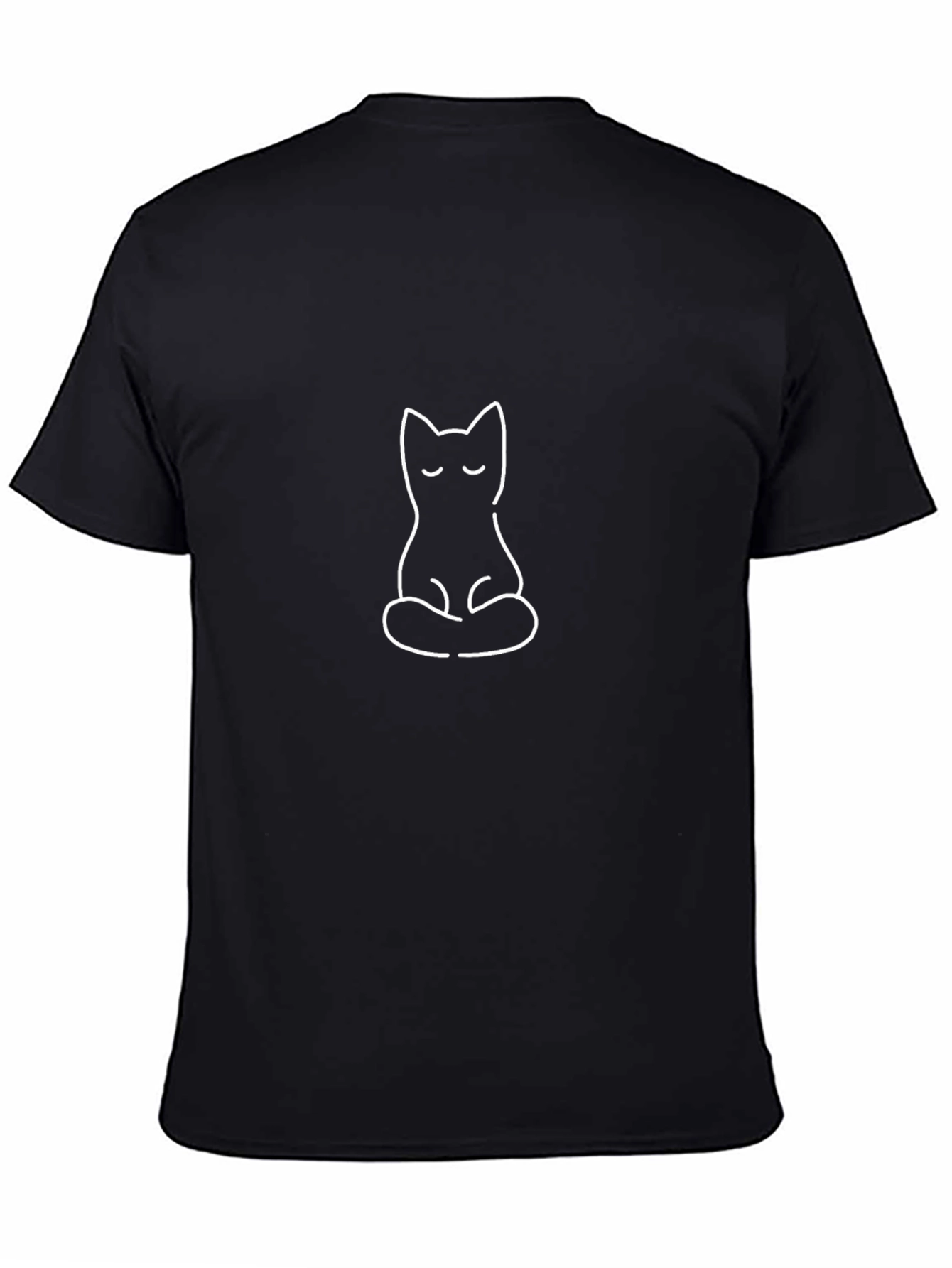 Meditating Cat Graphic Tee - Black Cotton