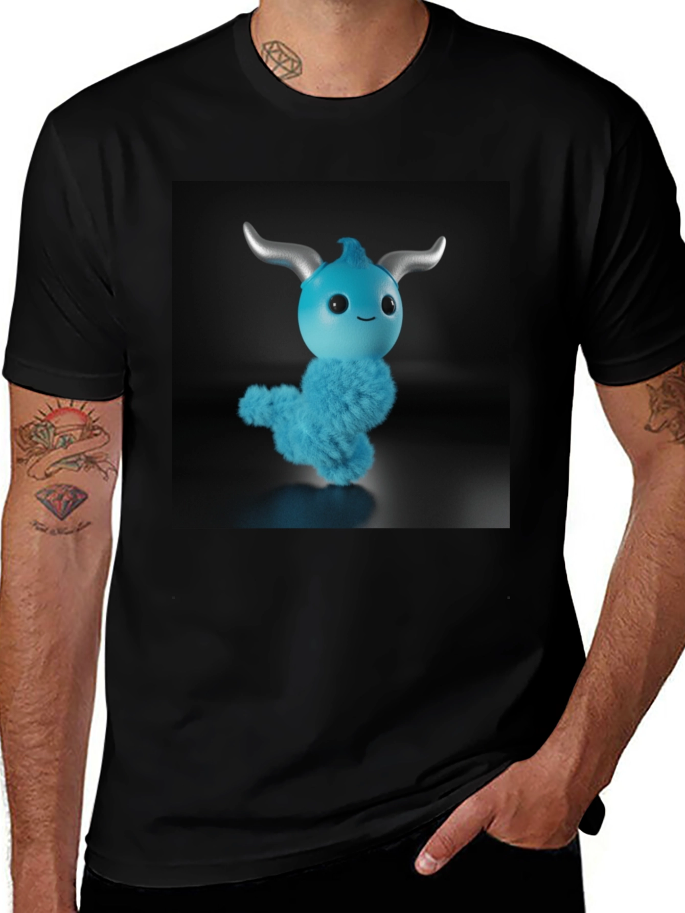 Cute Blue Monster Graphic Tee - Fun Style!