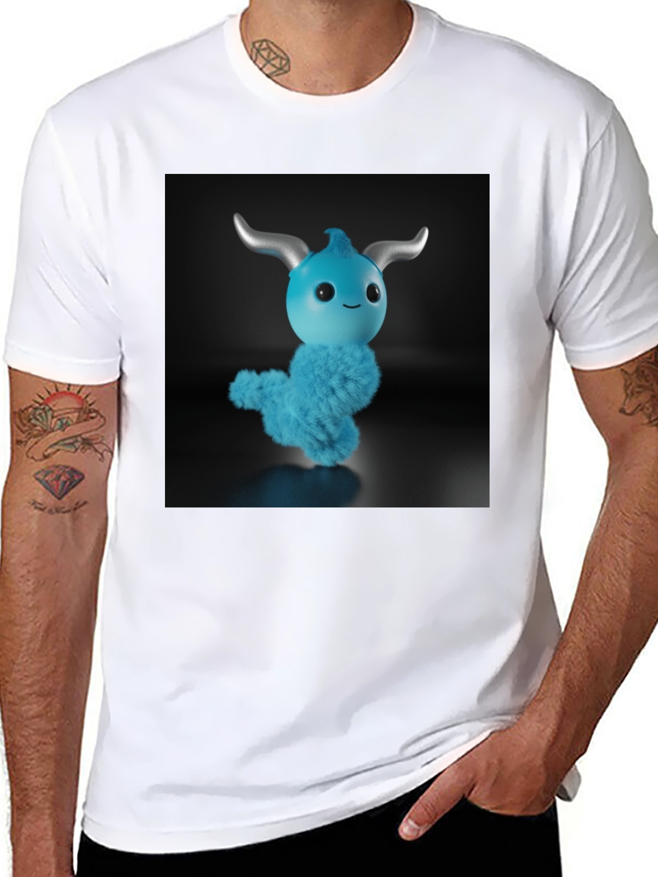 Cute Blue Monster Graphic Tee - Fun Style!