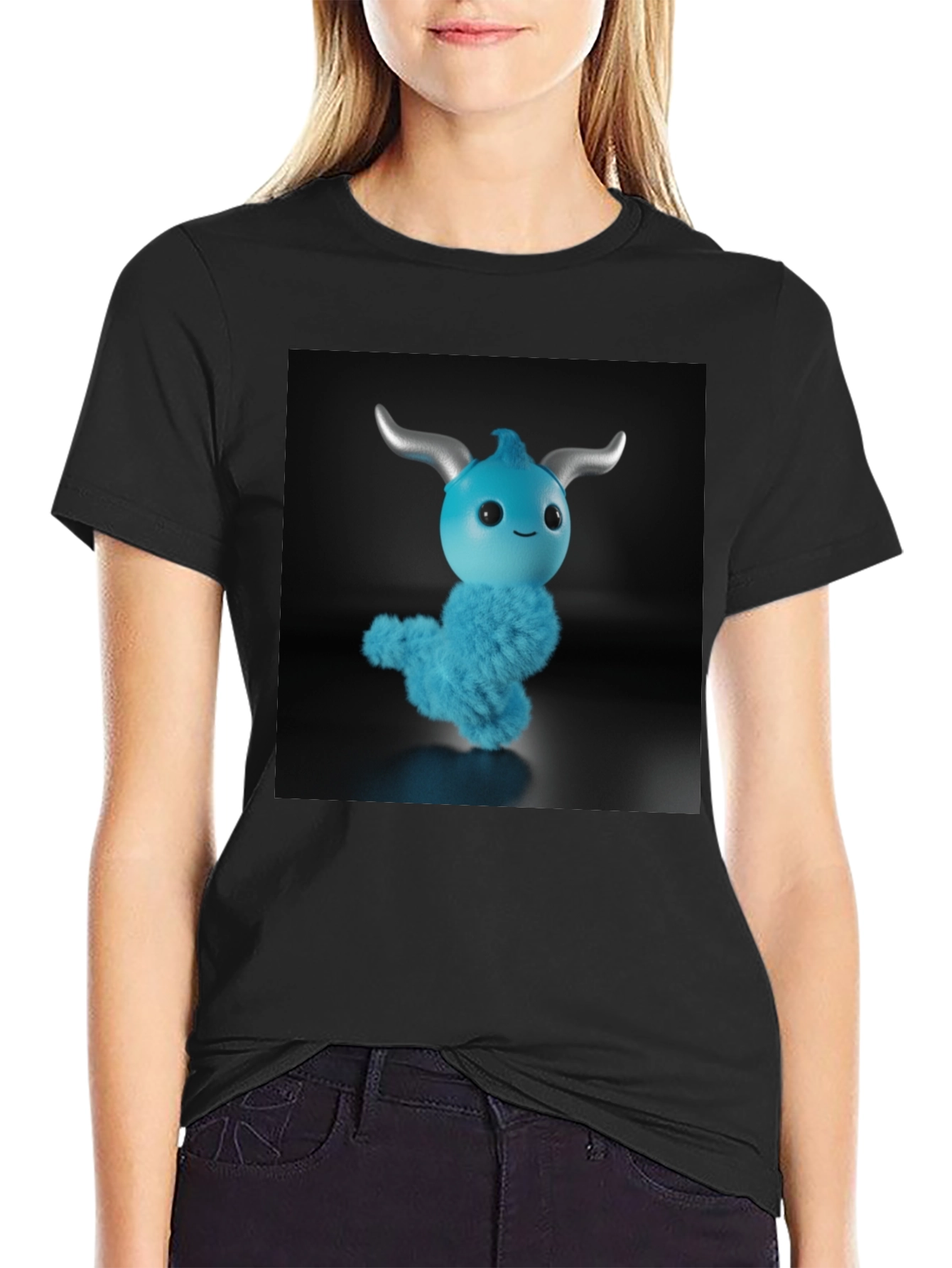 Cute Blue Monster Graphic Tee - Fun Style!