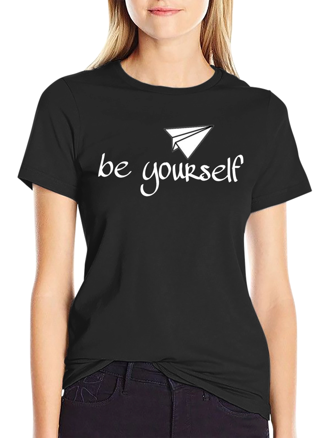 Be Yourself Graphic Tee - Black Crew Neck T-Shirt