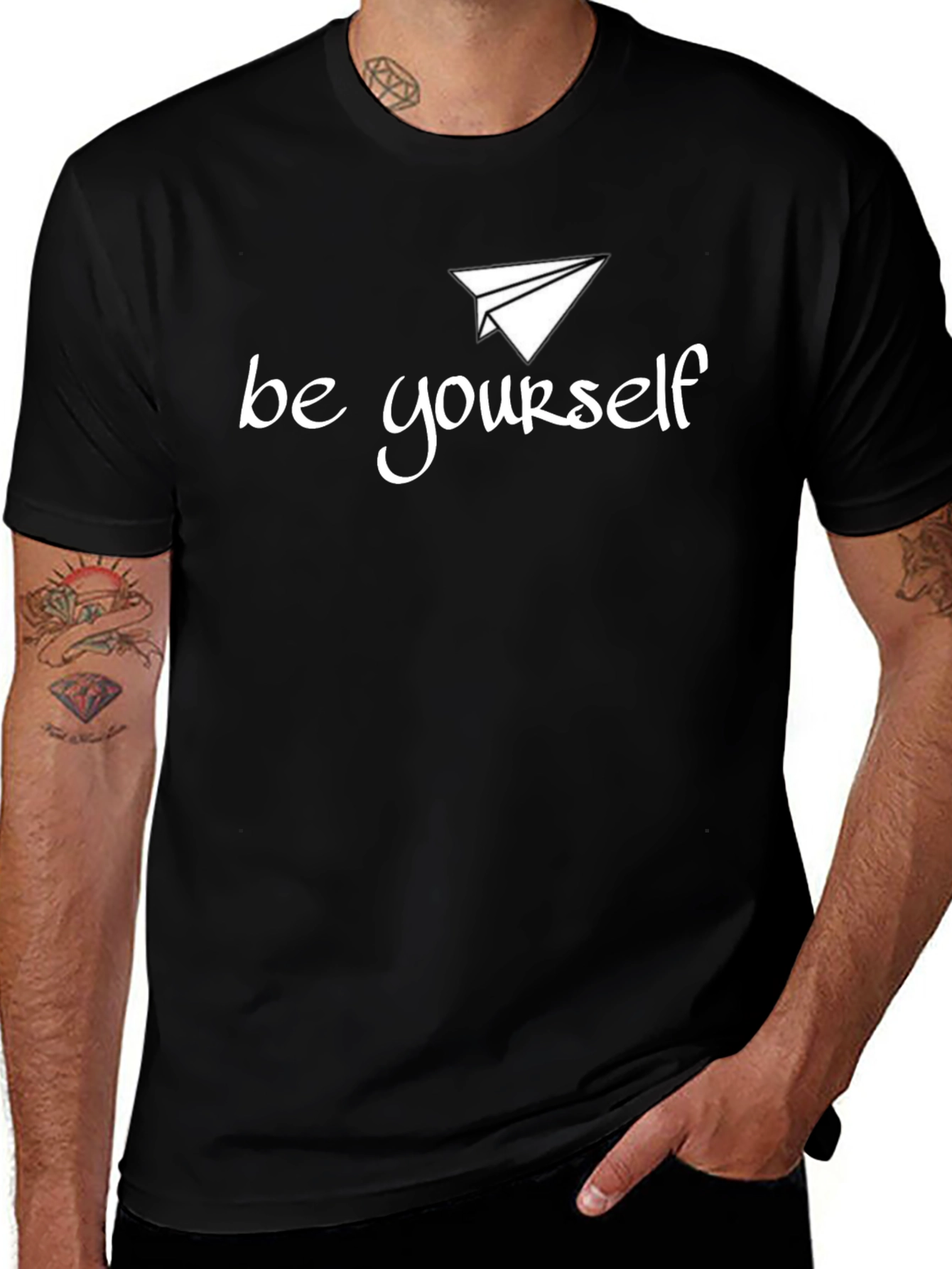 Be Yourself Graphic Tee - Black Crew Neck T-Shirt