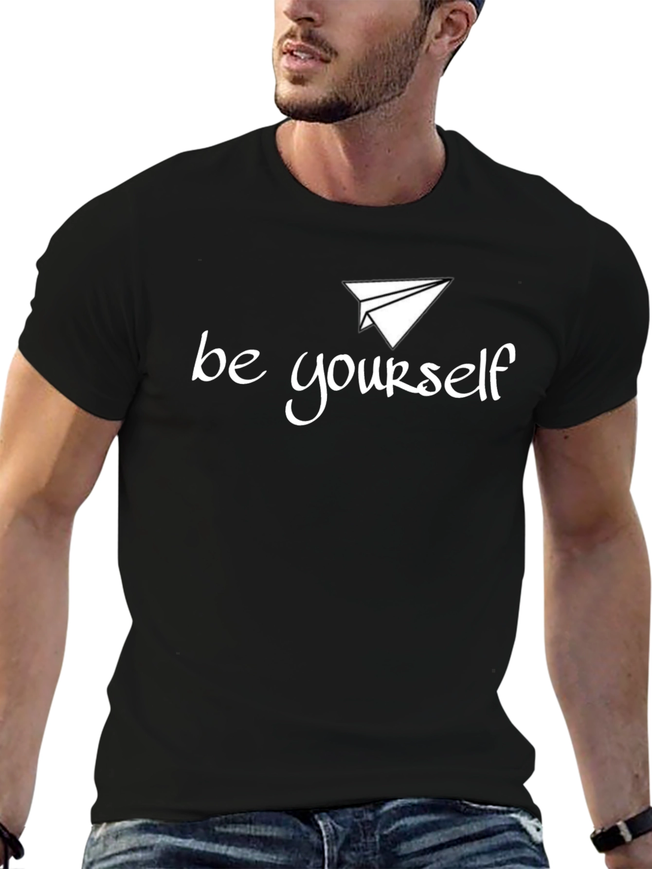 Be Yourself Graphic Tee - Black Crew Neck T-Shirt