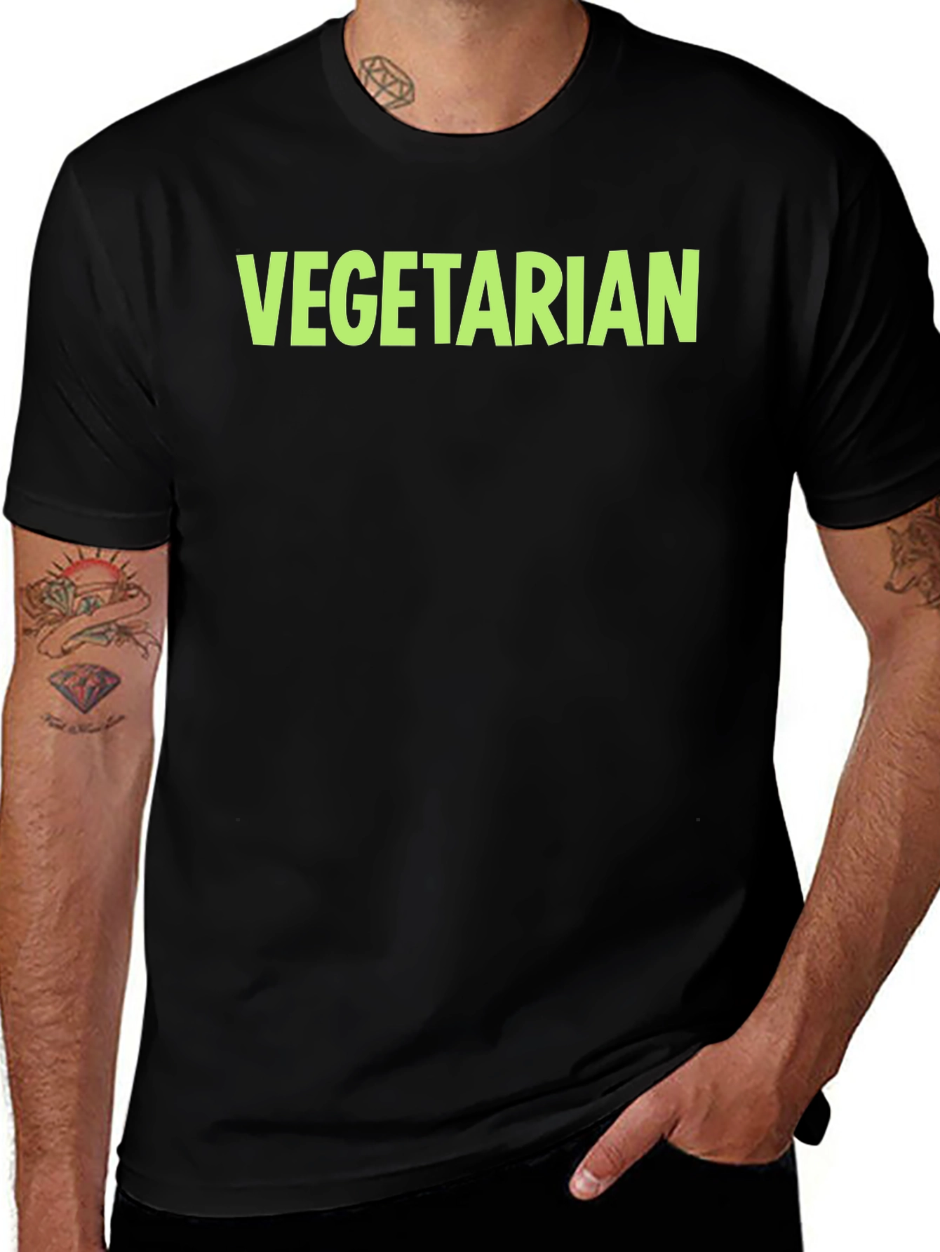 Vegetarian Graphic Tee - Black