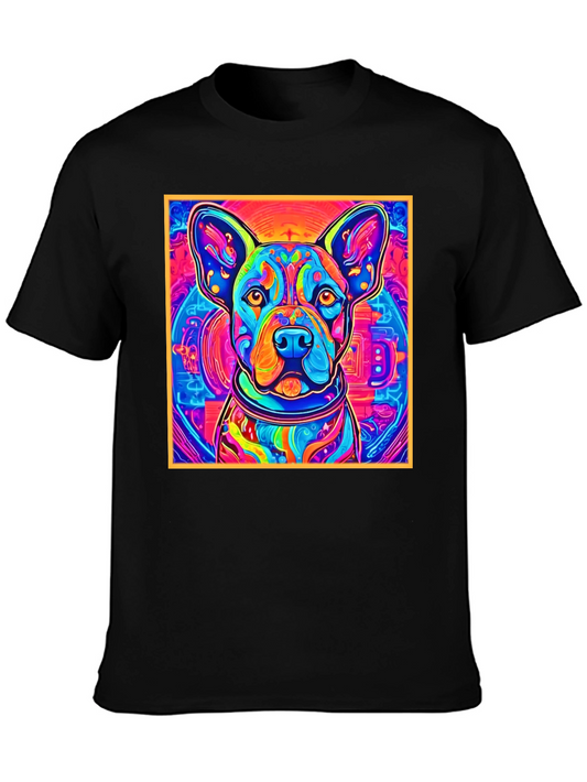 Vibrant Dog Graphic Tee - Unique Colorful Design