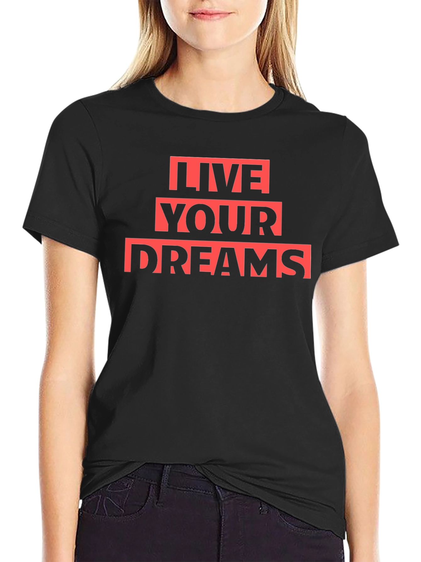 Live Your Dreams Black Graphic Tee