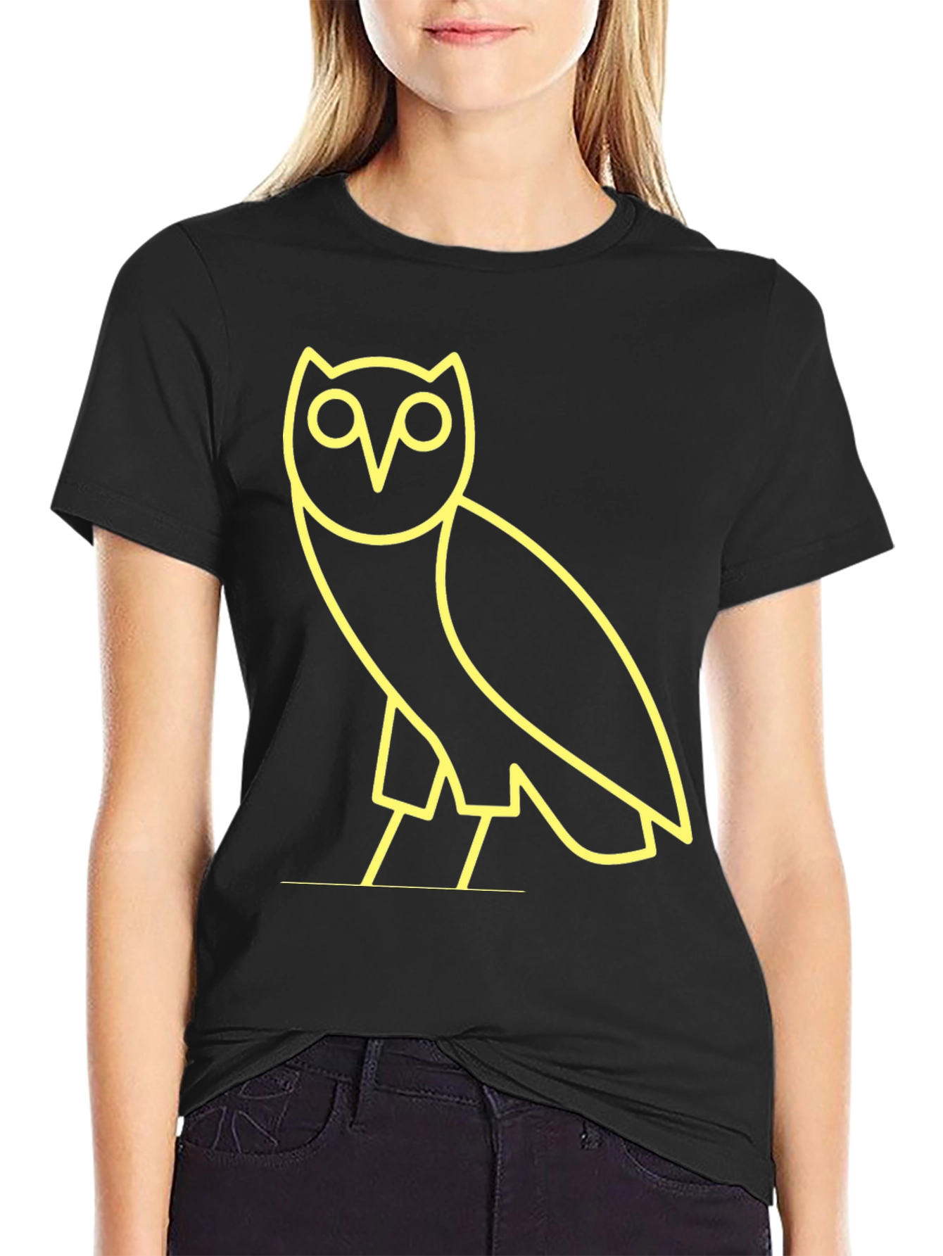 Modern Owl Graphic Tee - Black