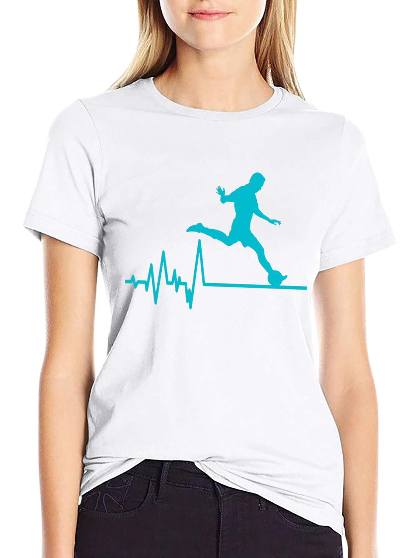 Soccer Heartbeat Graphic Tee - Black Cotton T-Shirt