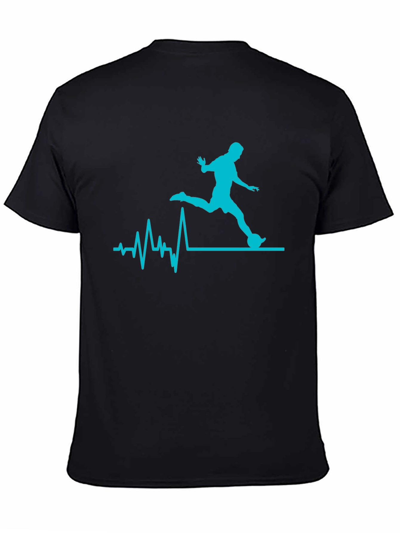 Soccer Heartbeat Graphic Tee - Black Cotton T-Shirt