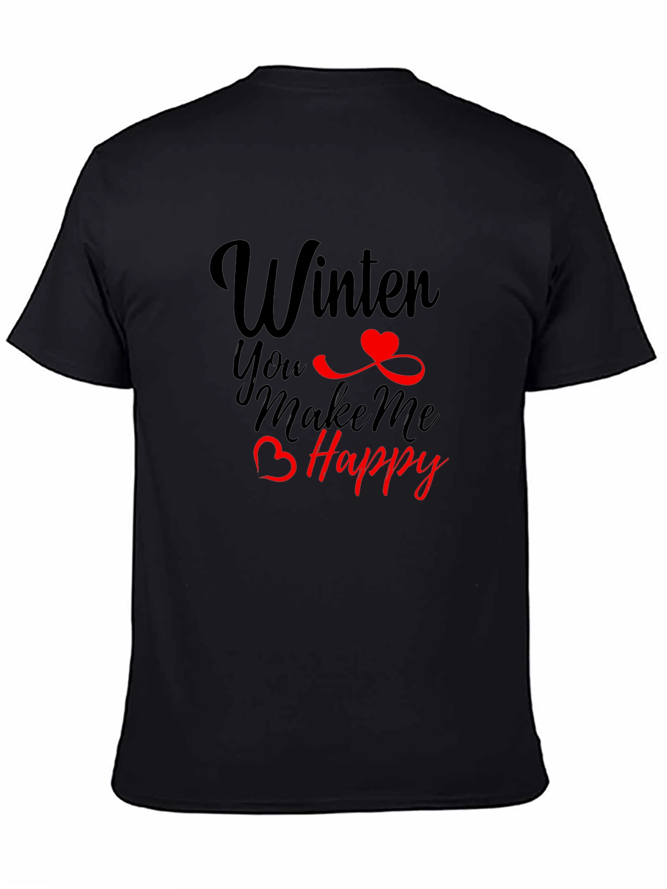 Winter Makes Me Happy Black T-Shirt