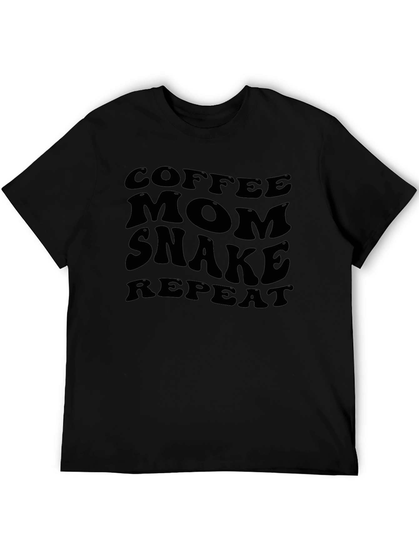 Coffee Mom Snake Repeat Graphic Tee - Black