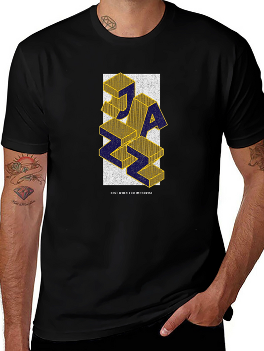 Vintage Jazz Graphic Tee - Mens Black T-Shirt