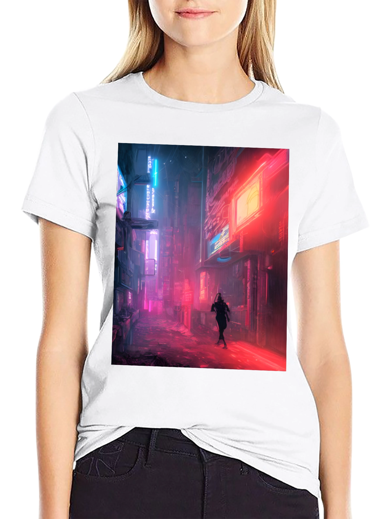 Neon Cityscape Graphic Tee