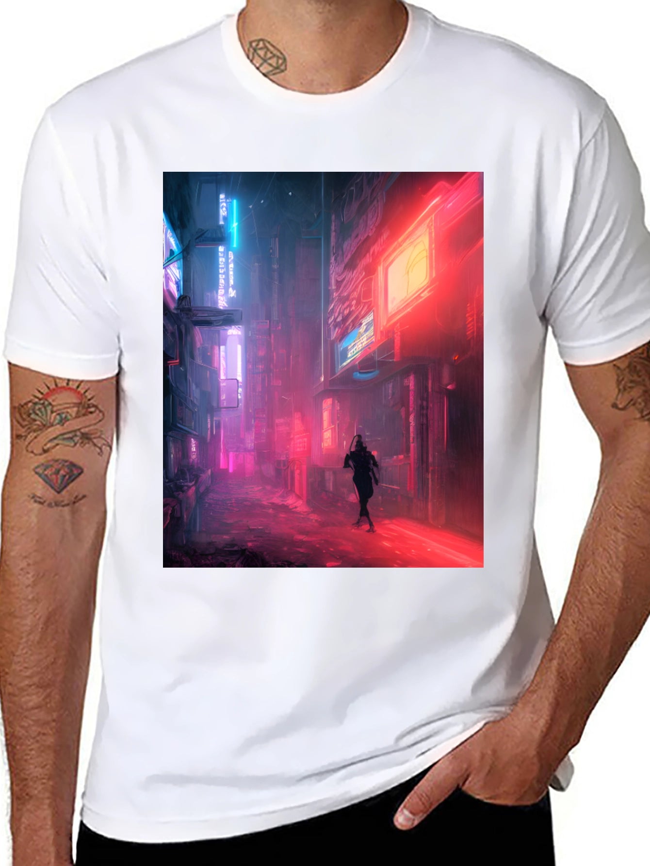 Neon Cityscape Graphic Tee