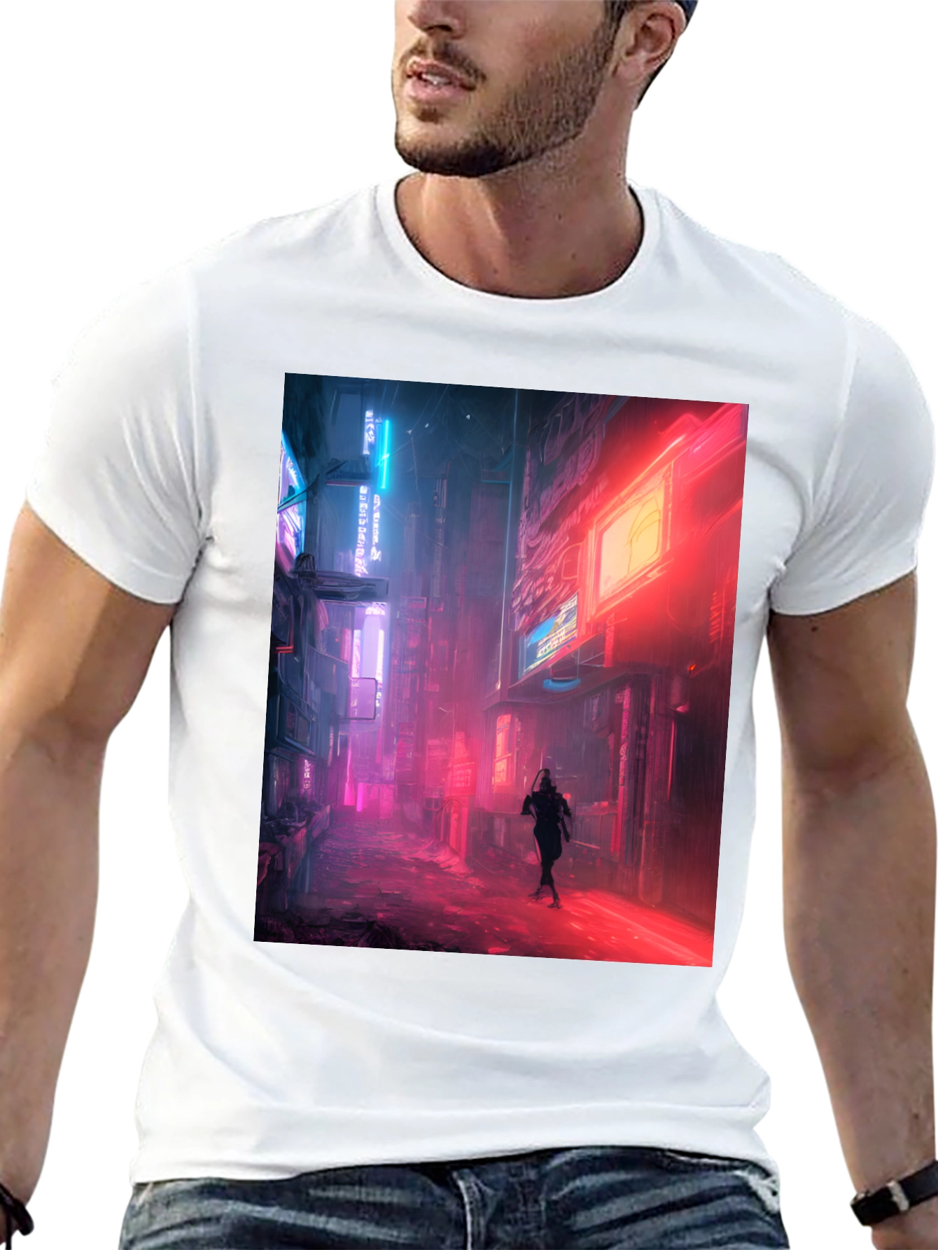 Neon Cityscape Graphic Tee