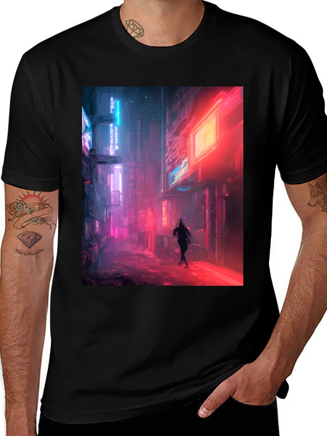Neon Cityscape Graphic Tee