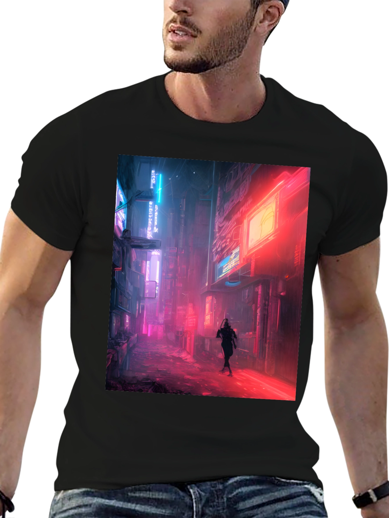 Neon Cityscape Graphic Tee