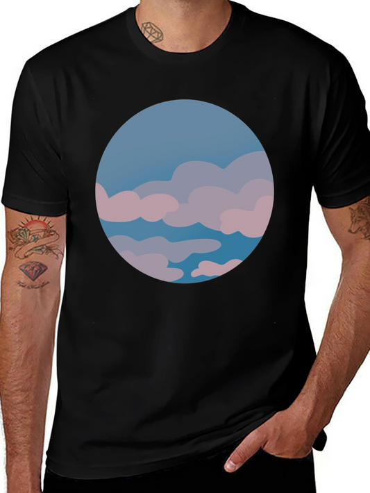 Sky View Graphic Tee - Stylish Round Design on Black