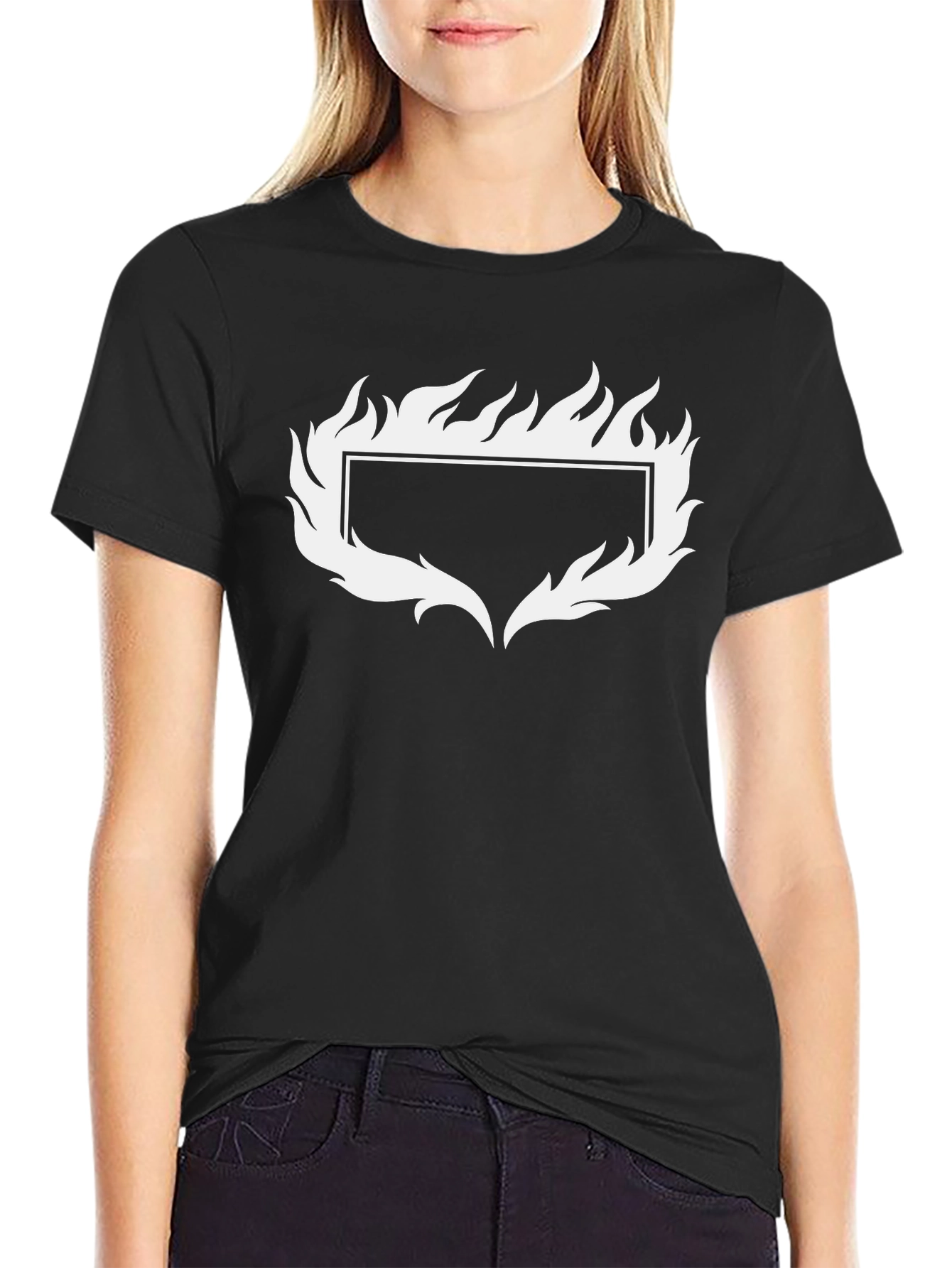 Cool Flame Graphic Tee - Black Cotton Casual Shirt