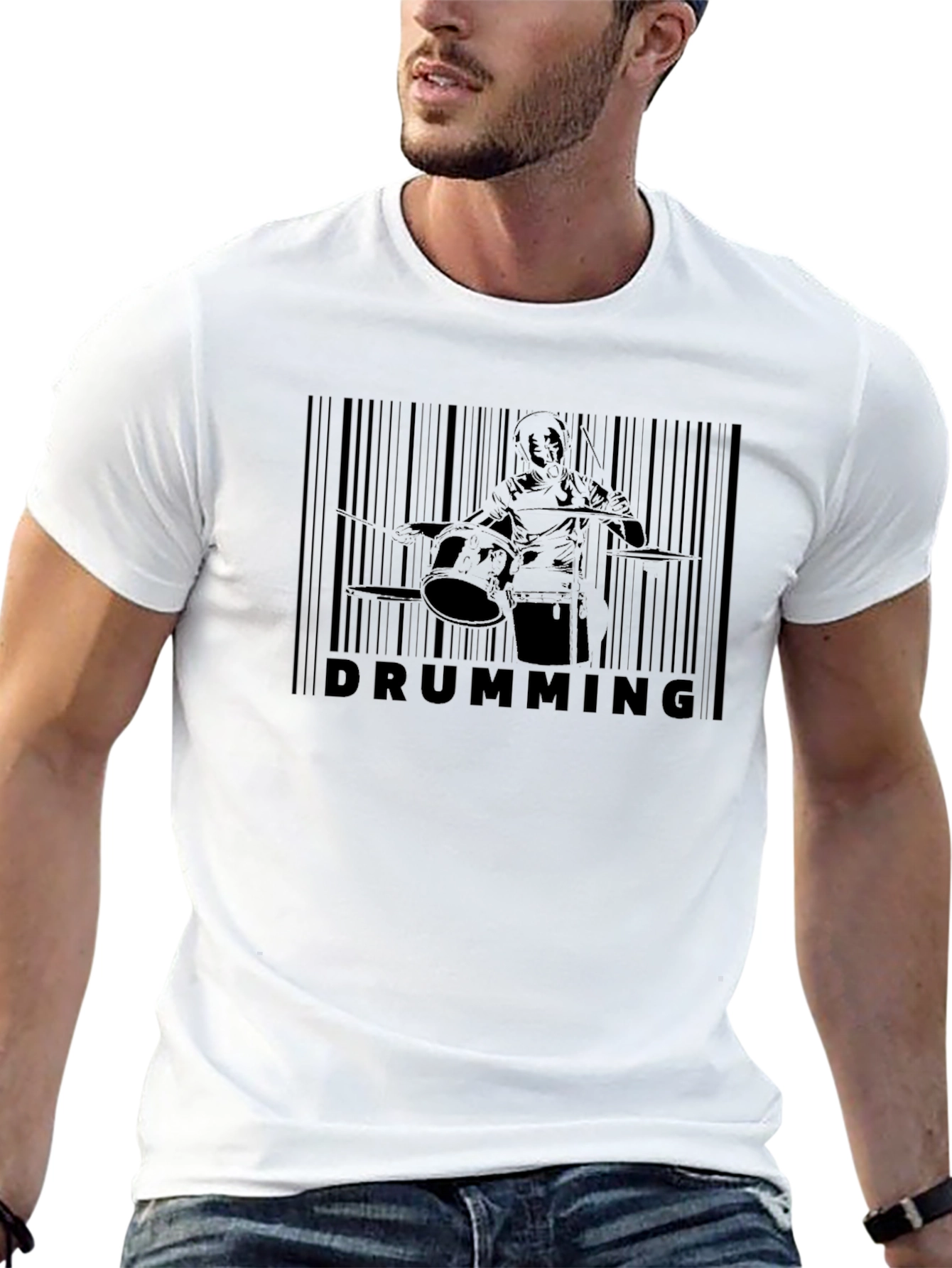 Drumming Barcode T-Shirt - Music Lover Tee