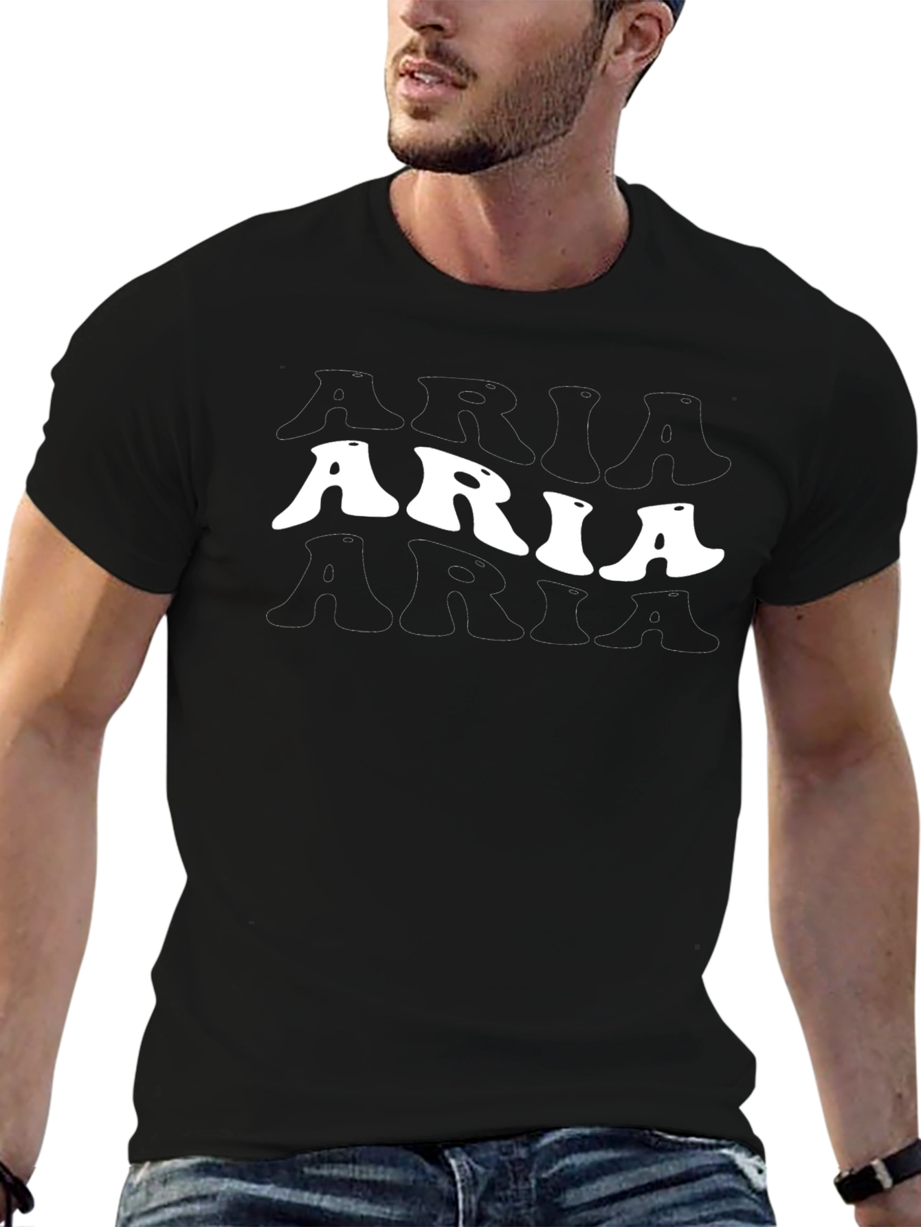 Aria Black Graphic Tee - Trendy Casual Style