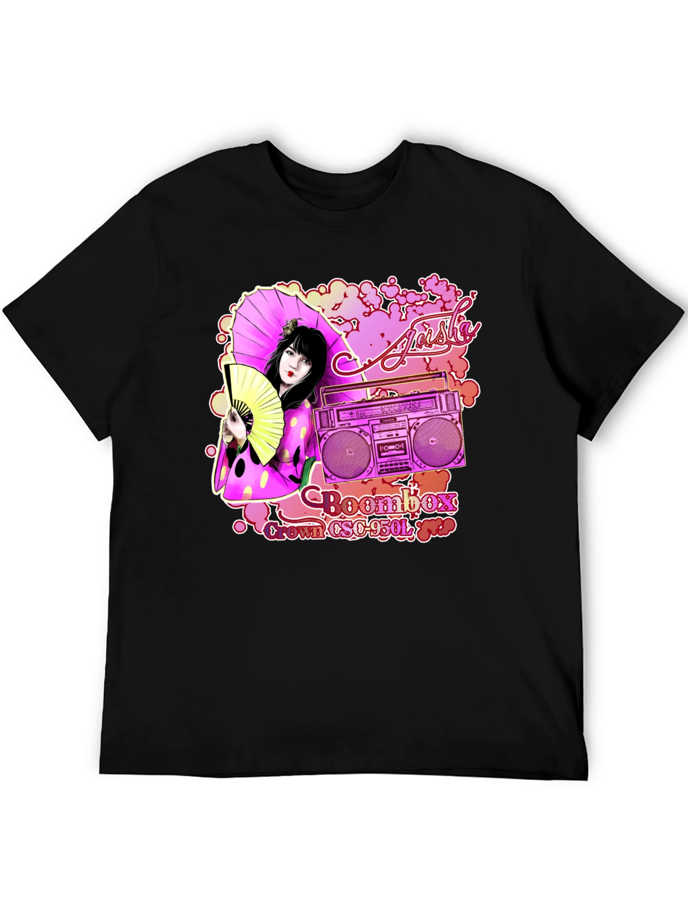 Geisha Boombox Graphic Tee - Retro Style