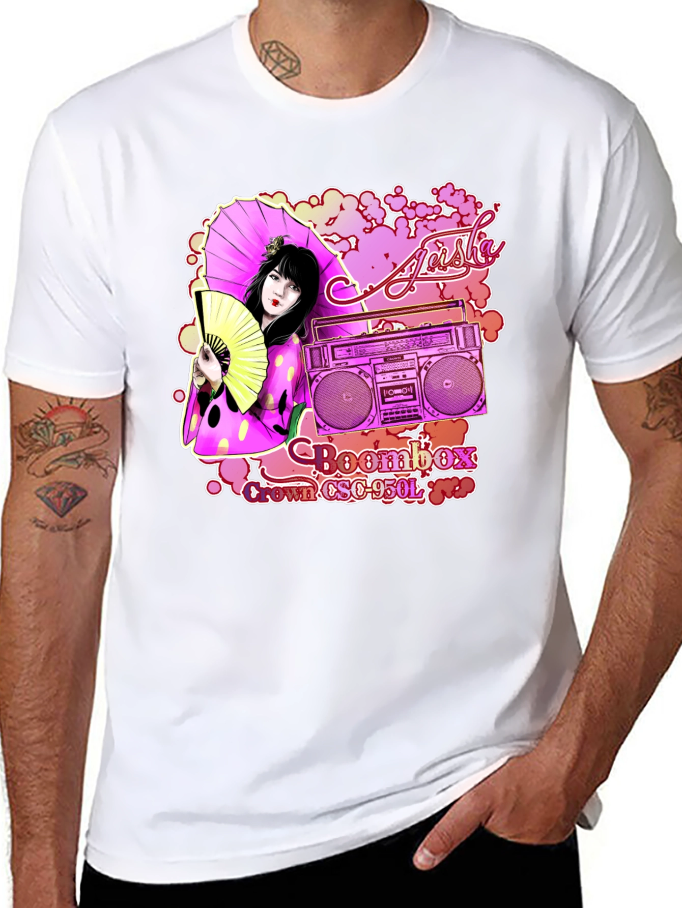 Geisha Boombox Graphic Tee - Retro Style