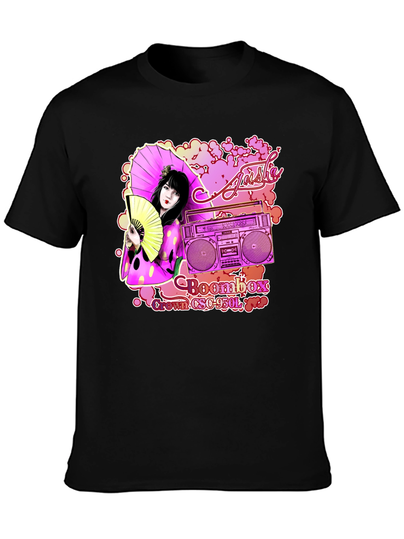 Geisha Boombox Graphic Tee - Retro Style