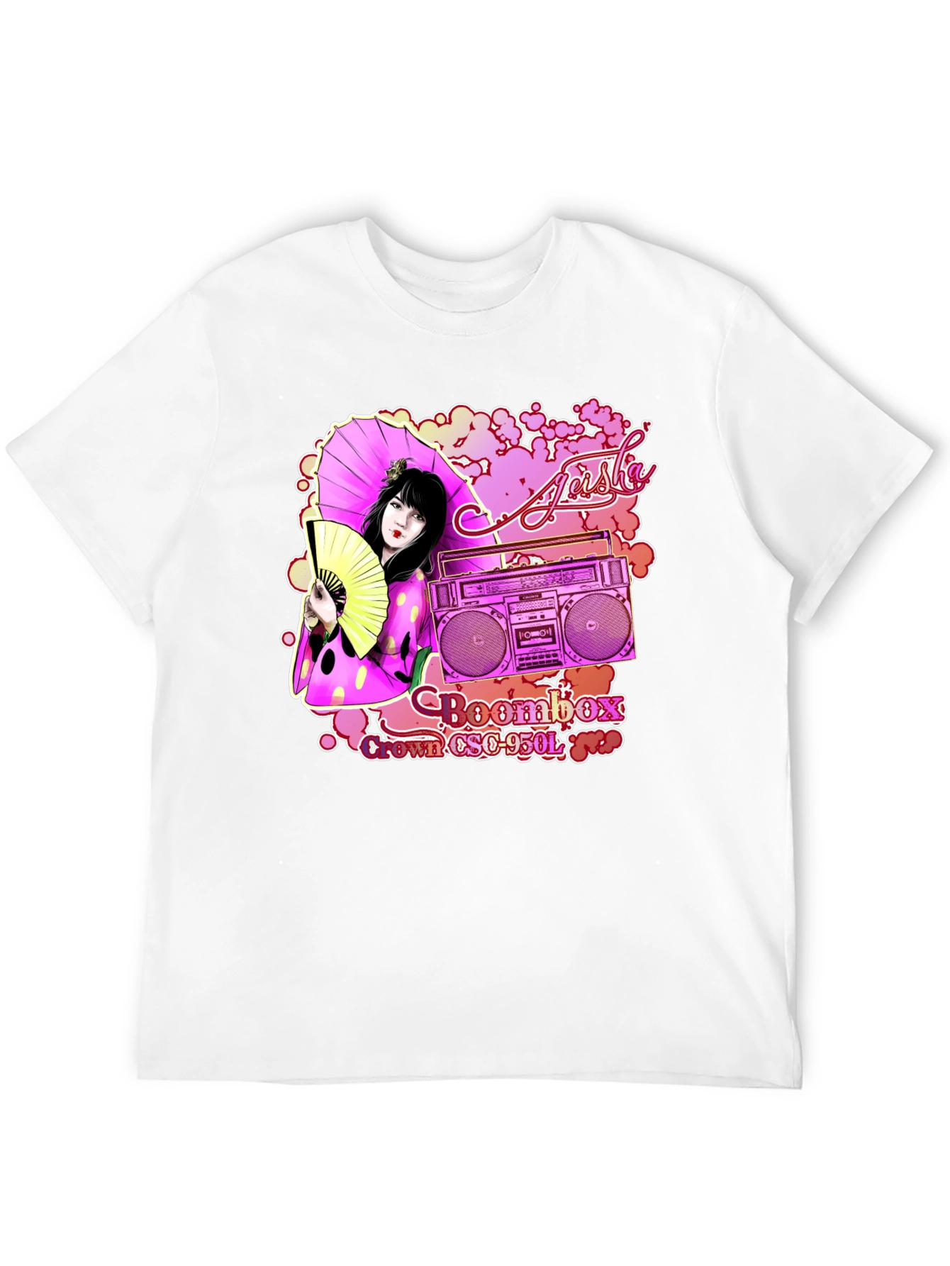 Geisha Boombox Graphic Tee - Retro Style