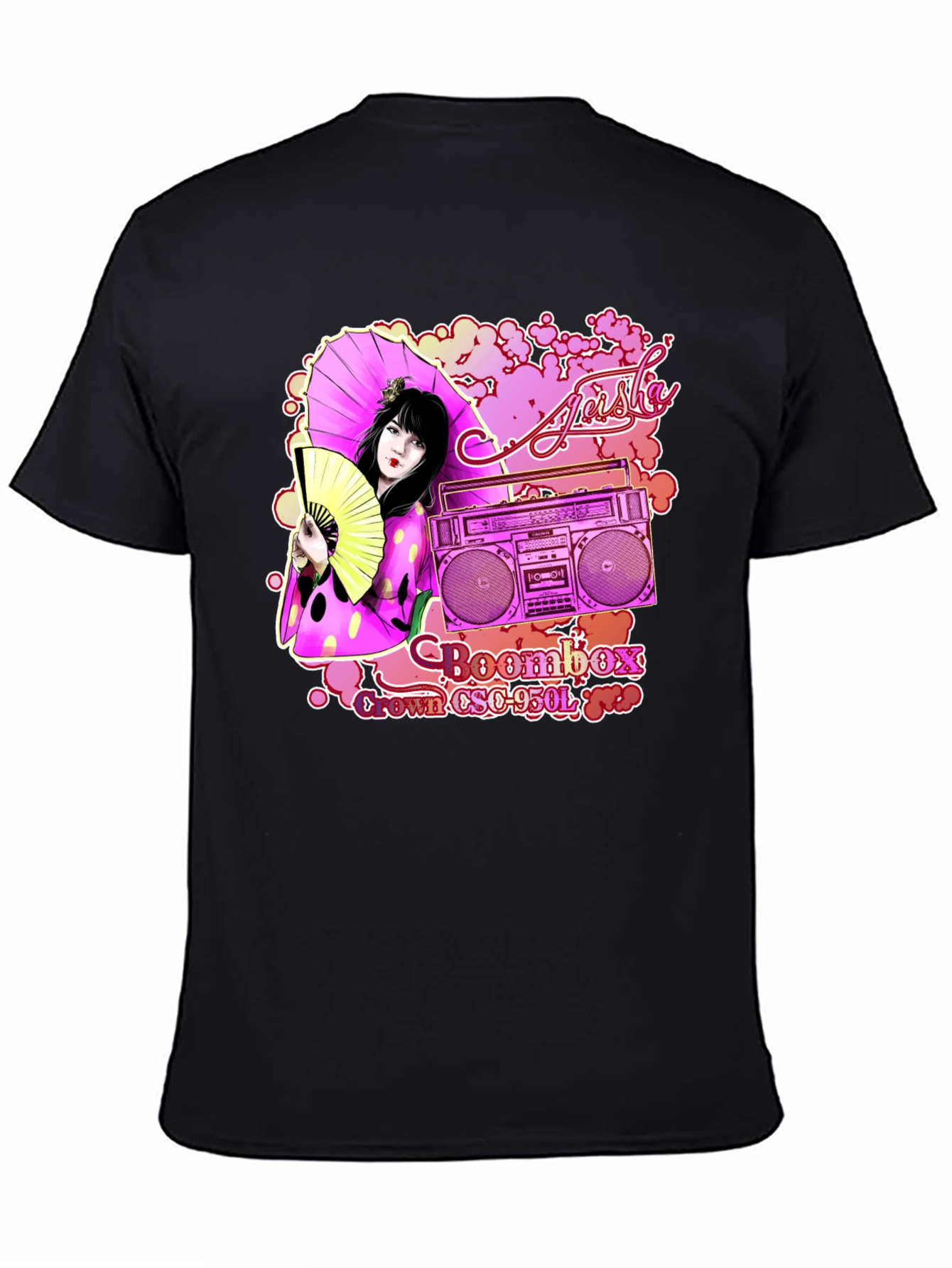 Geisha Boombox Graphic Tee - Retro Style