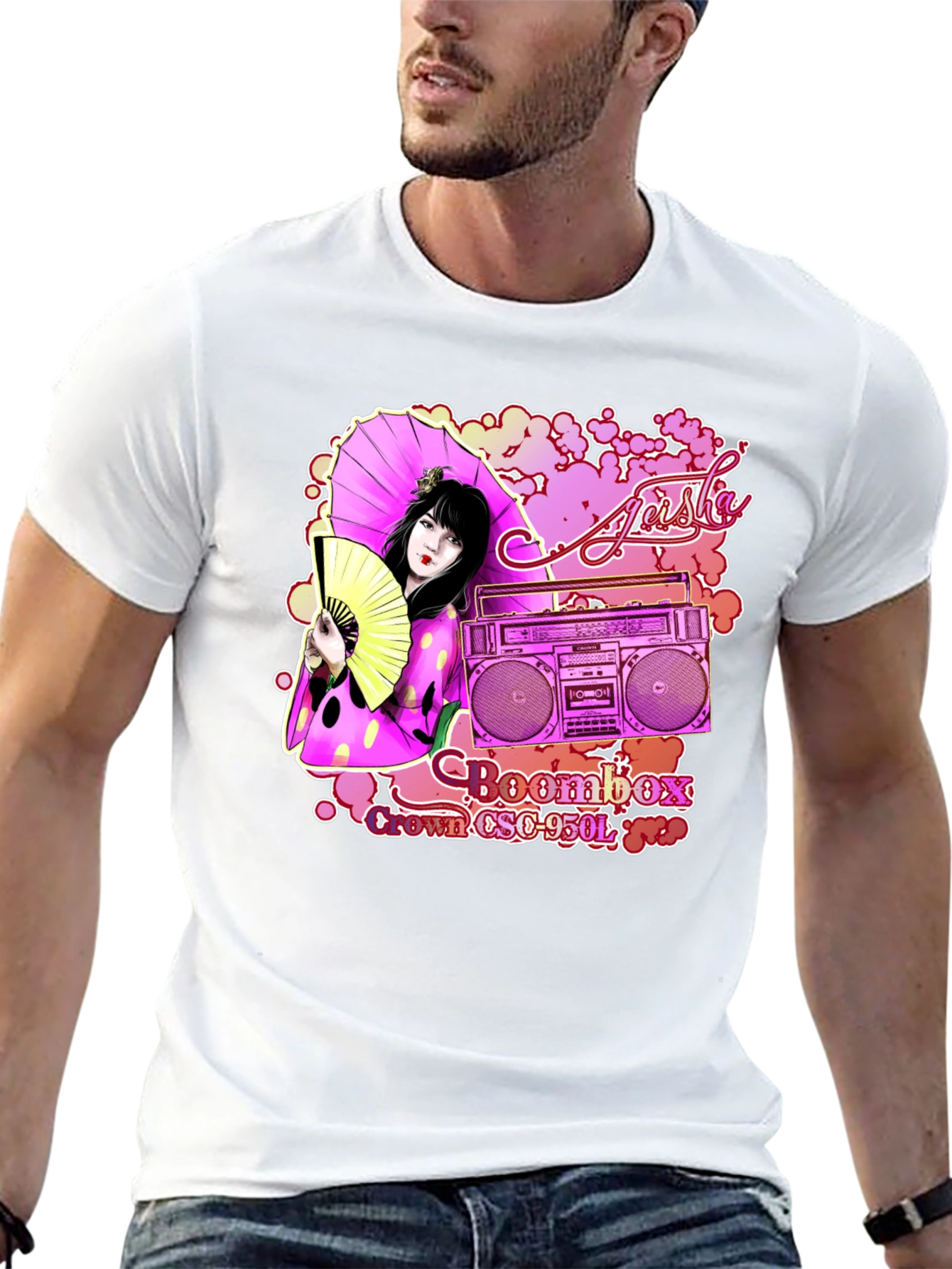 Geisha Boombox Graphic Tee - Retro Style