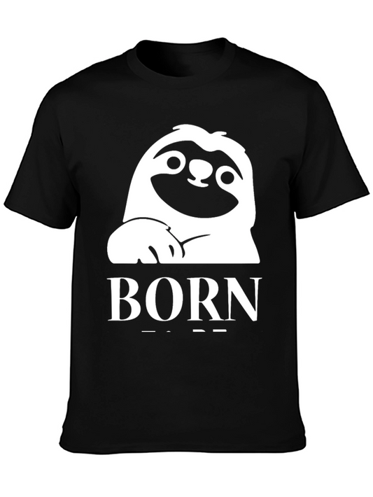 Born to be Lazy Sloth Graphic Tee - Black