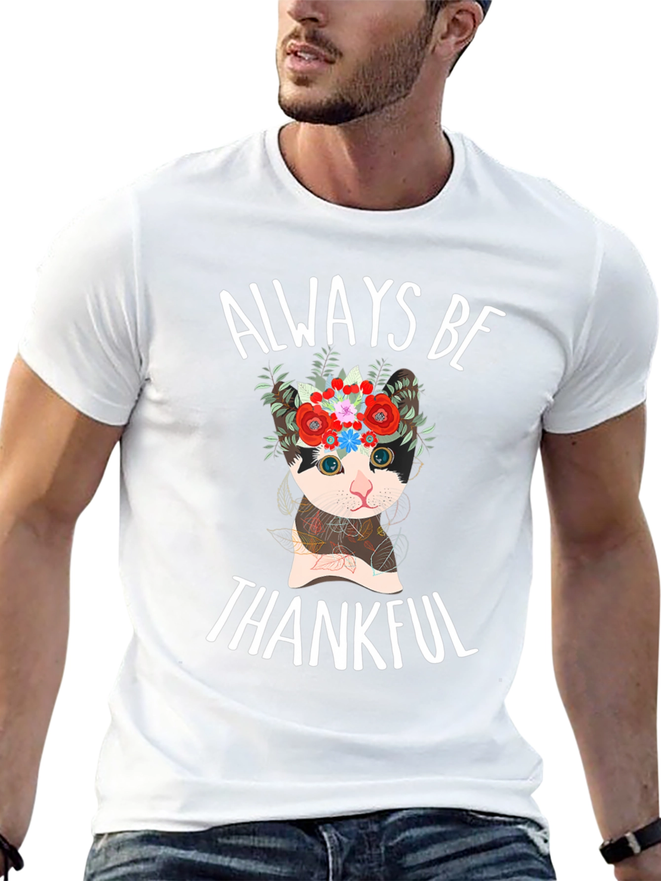 Always Be Thankful Cat Graphic Tee