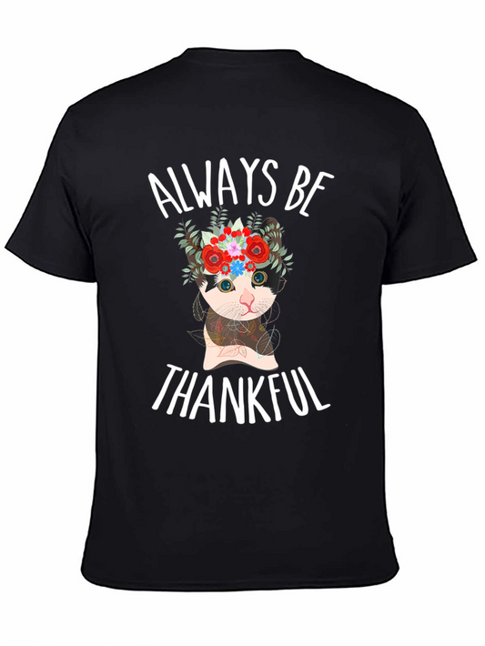 Always Be Thankful Cat Graphic Tee