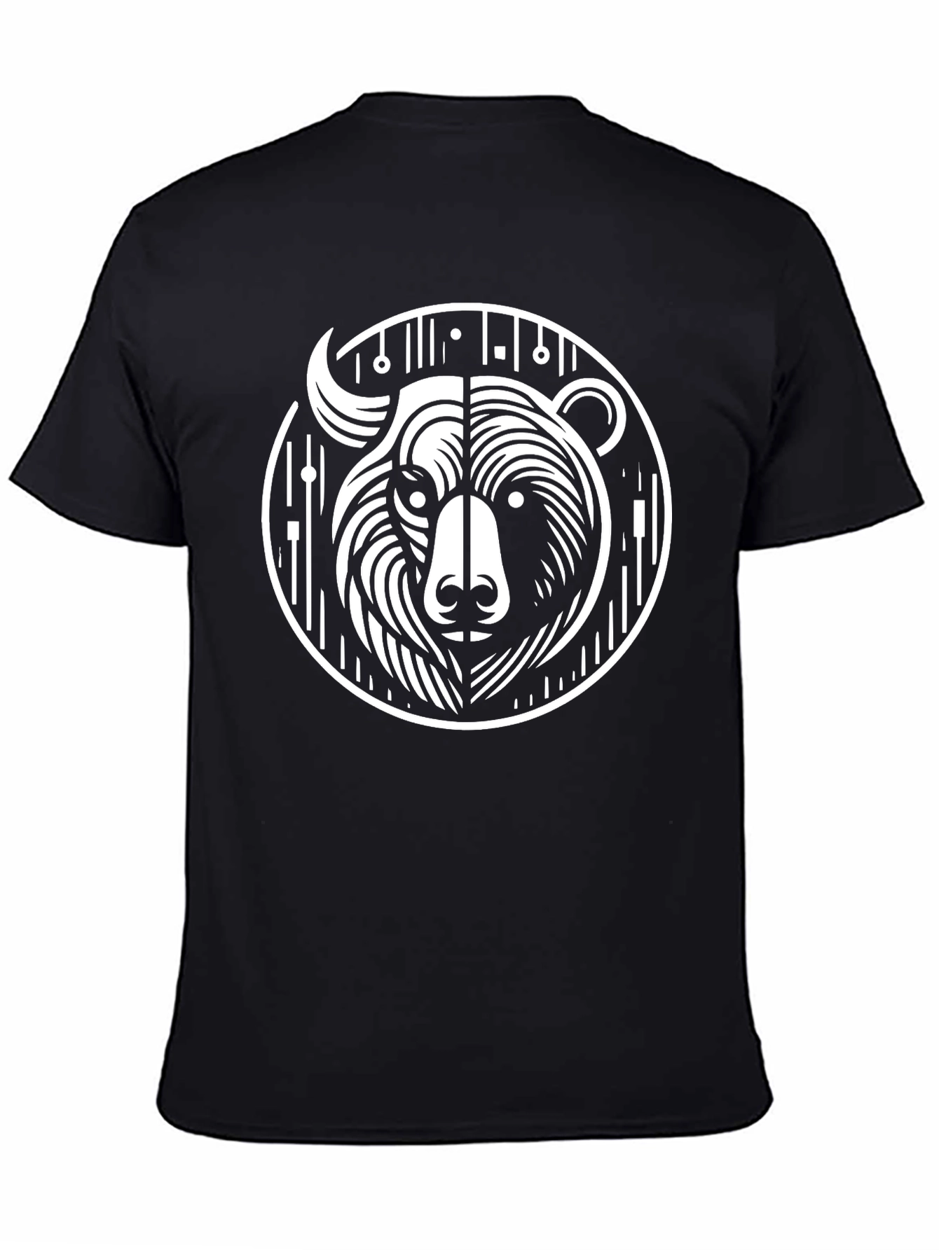 Black Graphic Tee - Abstract Bear Design