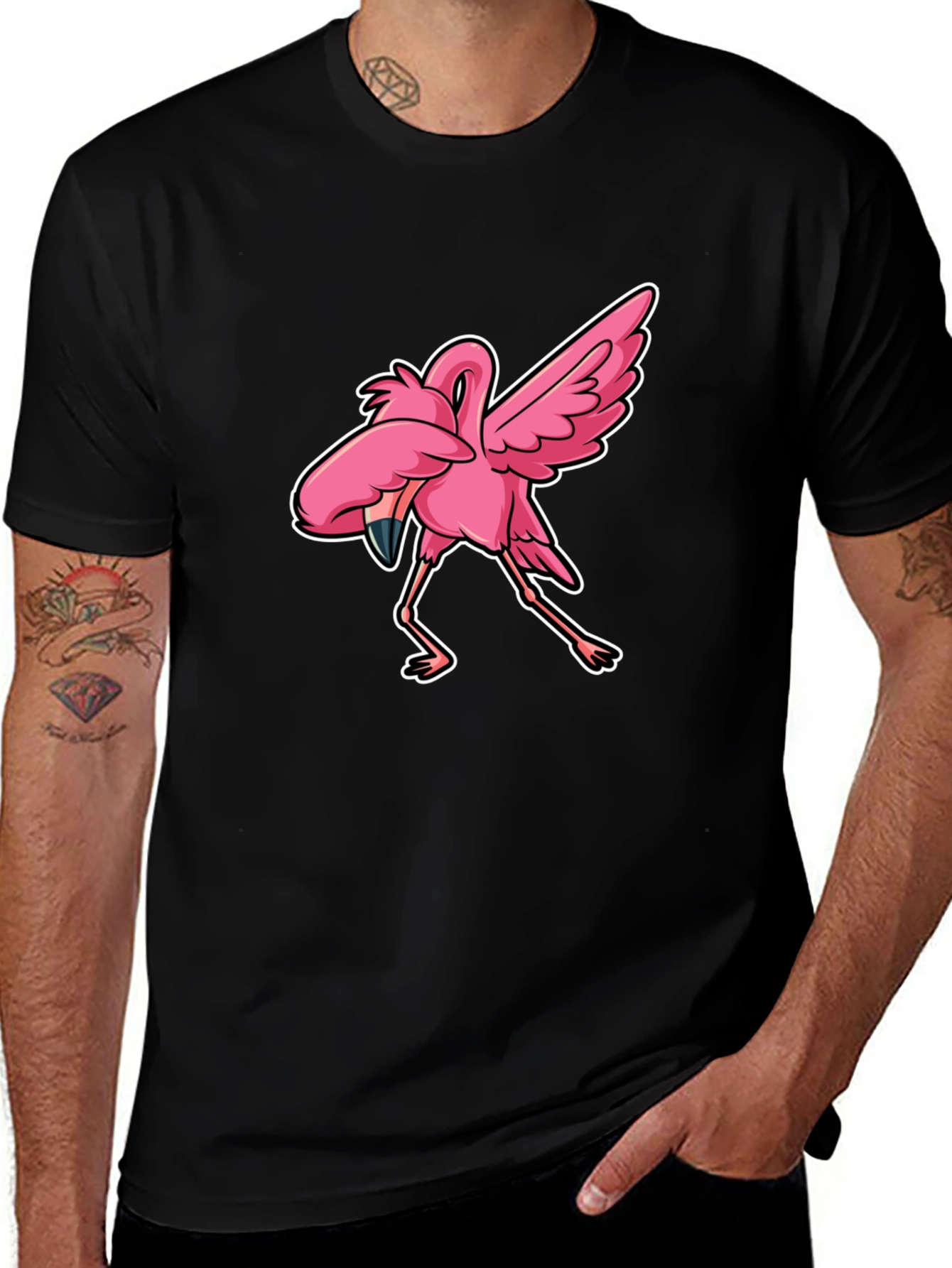 Dabbing Flamingo Graphic Tee - Trendy & Fun!