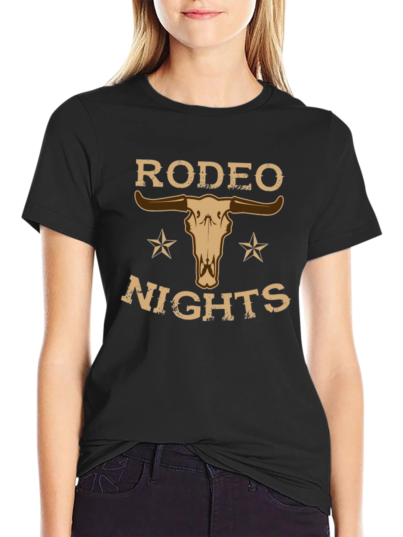 Rodeo Nights T-Shirt with Skull Graphic - Western Style