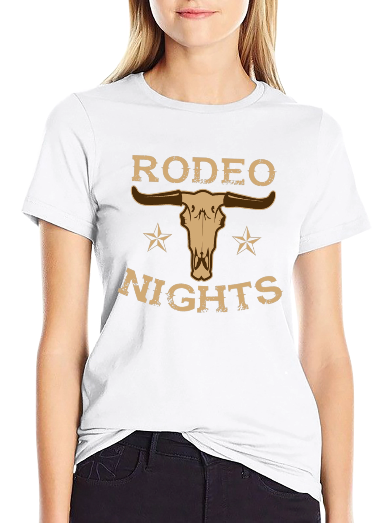 Rodeo Nights T-Shirt with Skull Graphic - Western Style