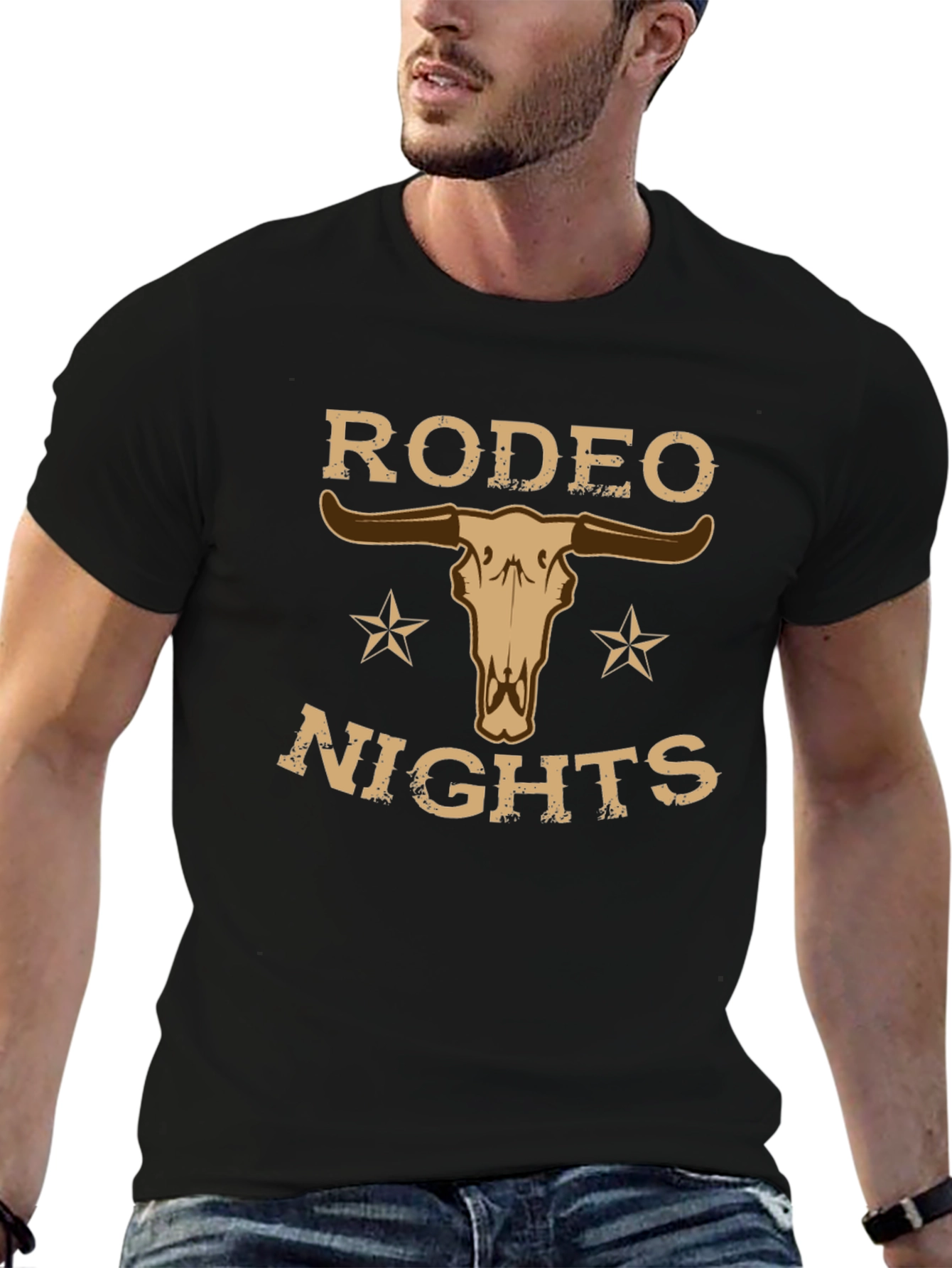 Rodeo Nights T-Shirt with Skull Graphic - Western Style