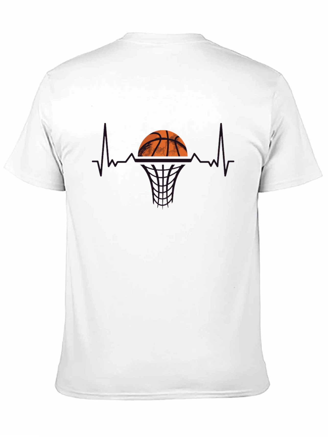 Basketball Heartbeat Graphic T-Shirt - Black