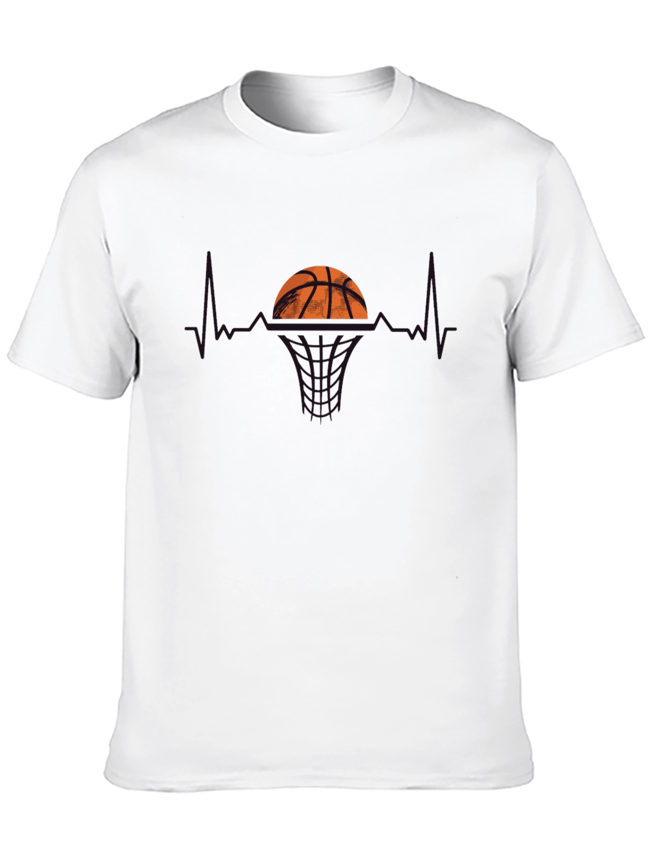 Basketball Heartbeat Graphic T-Shirt - Black